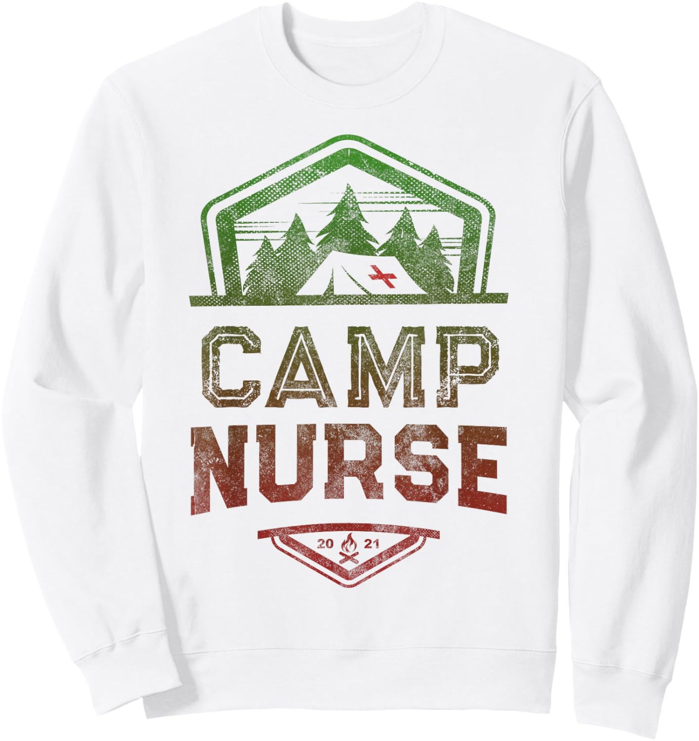Vintage CAMP NURSE Staff Summer FOMO Campground Crew RN Sweatshirt - Sweatshirt | White