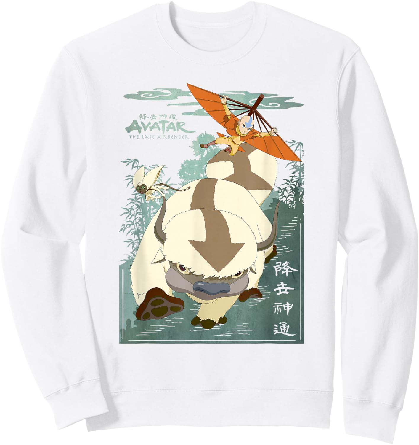 Avatar: The Last Airbender Appa Momo & Aang in Flight Small Sweatshirt - Sweatshirt | White