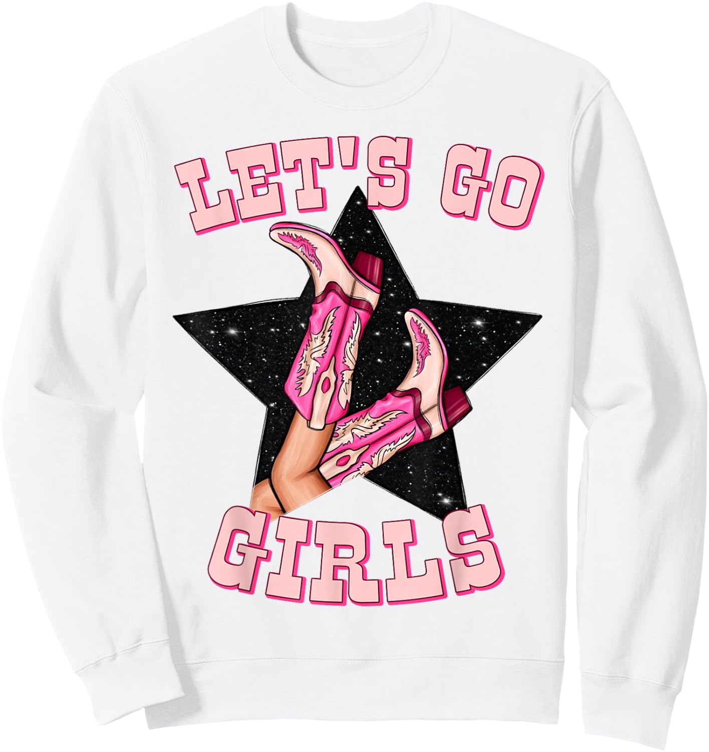 Let's Go Girls Bride Squad Pink Western Bachelorette Party Sweatshirt - Sweatshirt | White