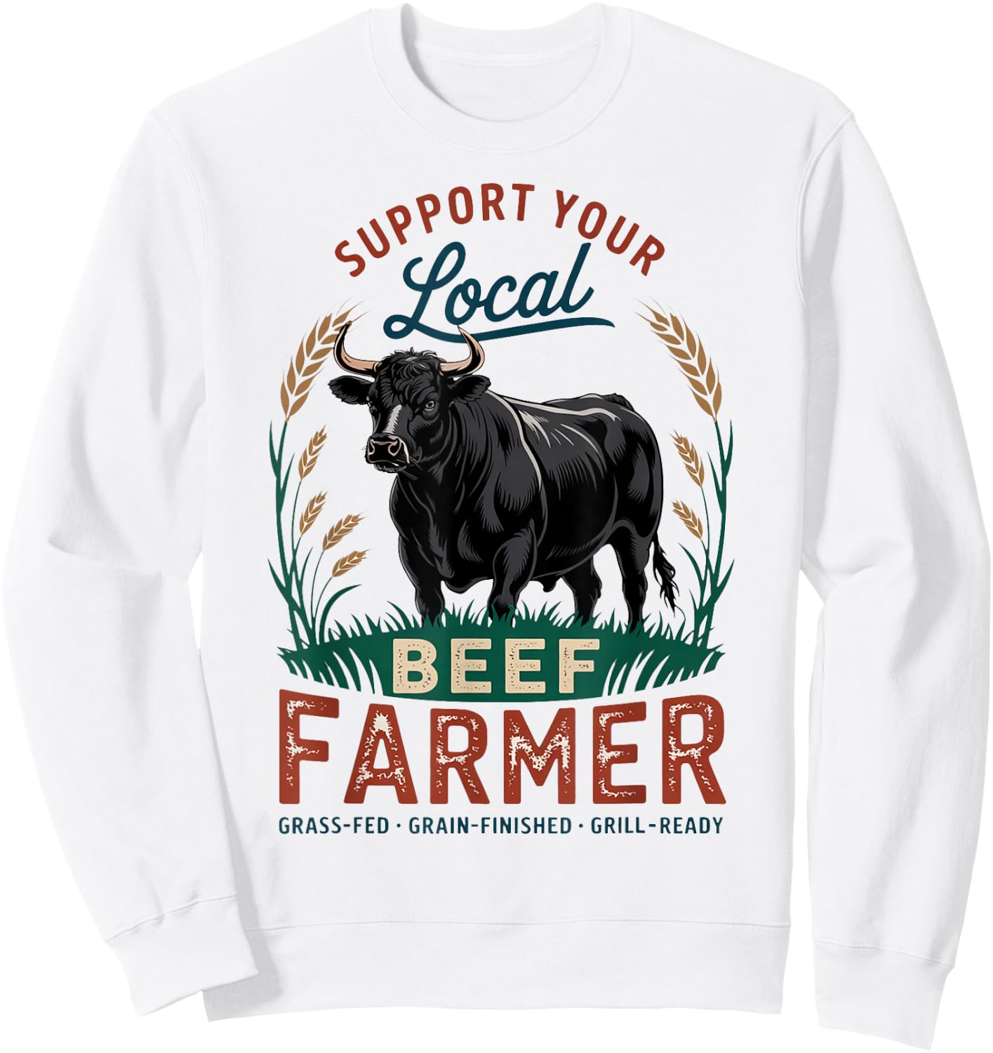 Proud Black Angus Local Beef Cattle Farmer Sweatshirt - Sweatshirt | White