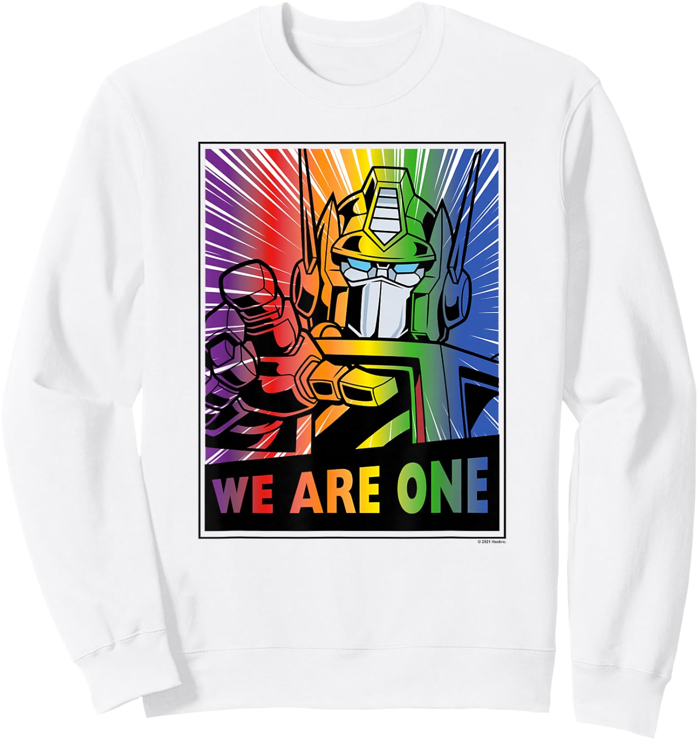 Transformers Pride Rainbow Optimus Prime We Are One Sweatshirt - Sweatshirt | White