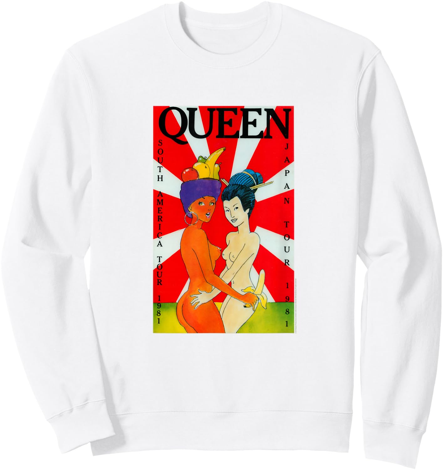 Queen Official South America Japan Tour 1981 Sweatshirt - Sweatshirt | White