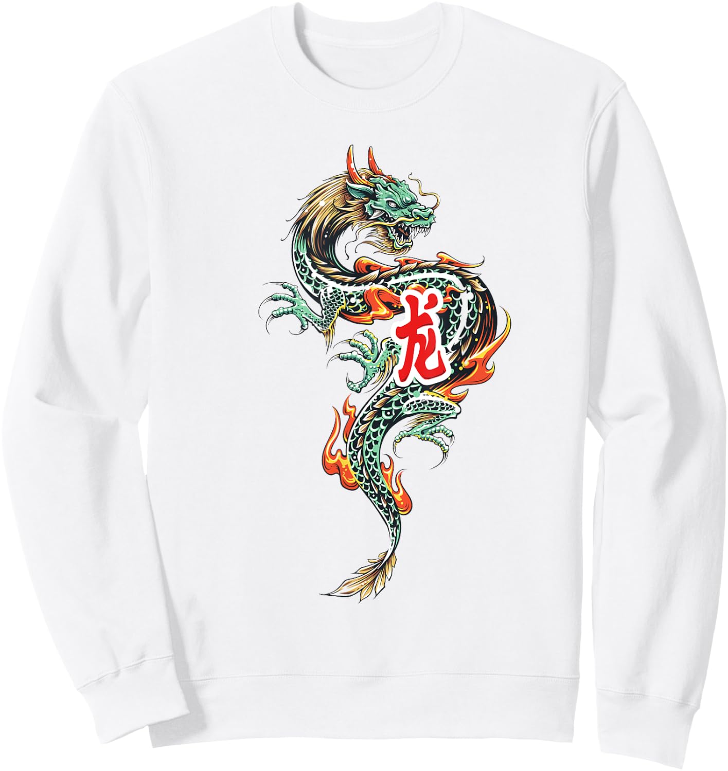 Tokyo Dragon Asian Neon retro 80’s Japanese Dragon Hawaiian Sweatshirt - Sweatshirt | White