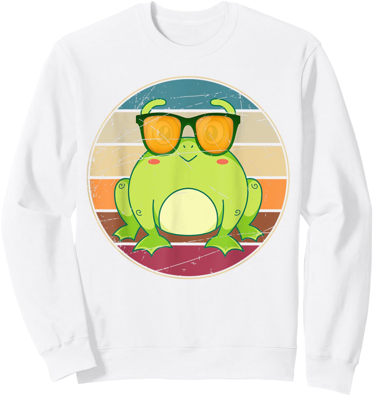 Funny Amphibian Frog Lover Animal Sunglasses Retro Frog Sweatshirt - Sweatshirt | White