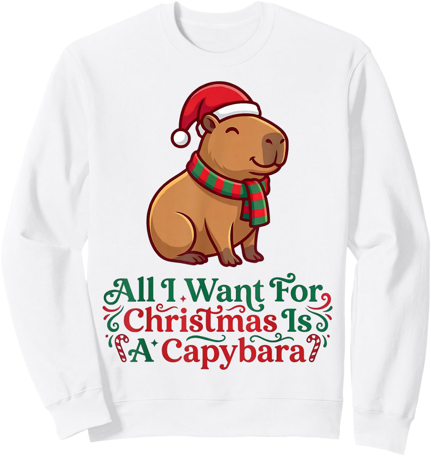 Christmas Capybara Ugly Sweater Sweatshirt - Sweatshirt | White