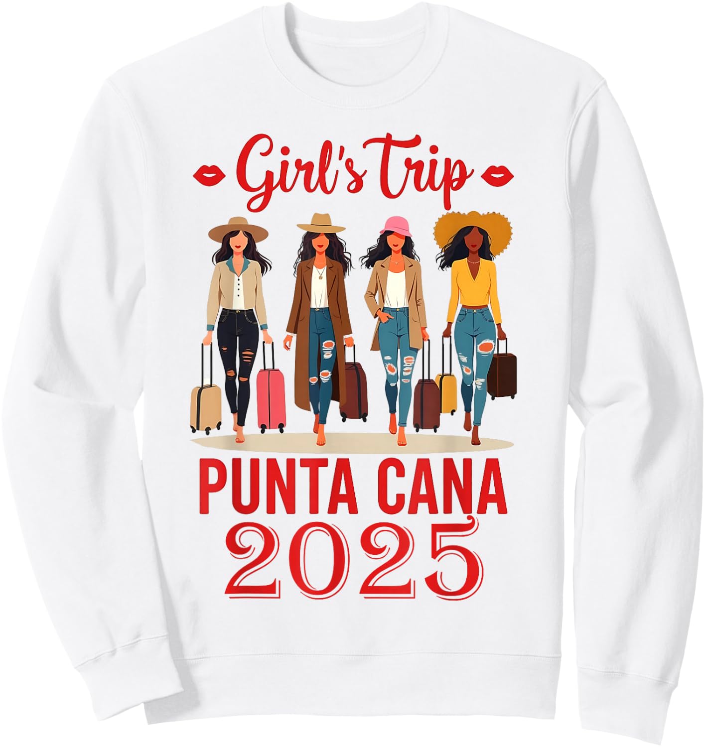 Punta Cana Girls Trip 2025 Funny Vacation Sweatshirt - Sweatshirt | White