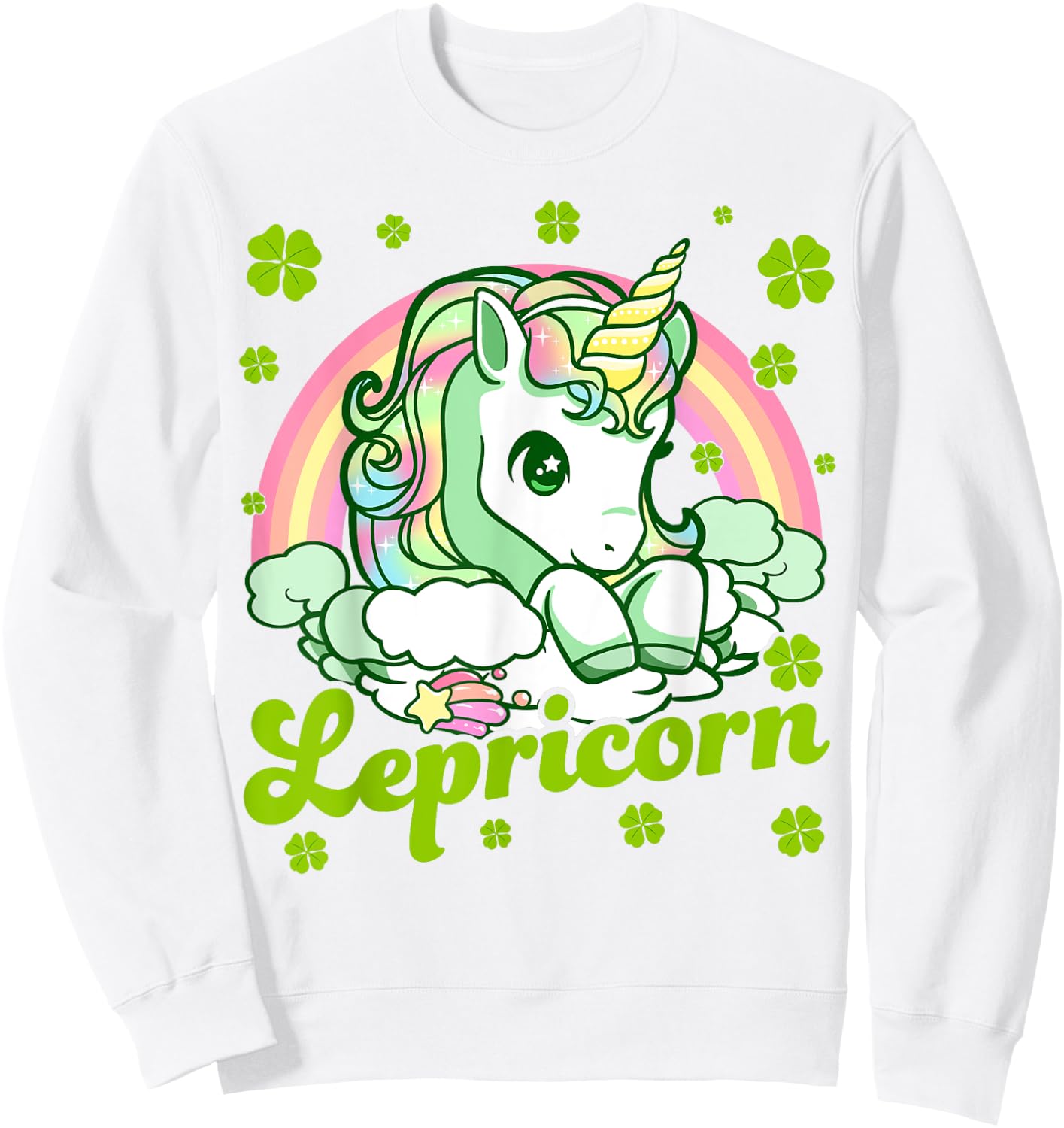 Lepricorn Rainbow St Patricks Day Unicorn Girls Kids Teacher Sweatshirt - Sweatshirt | White