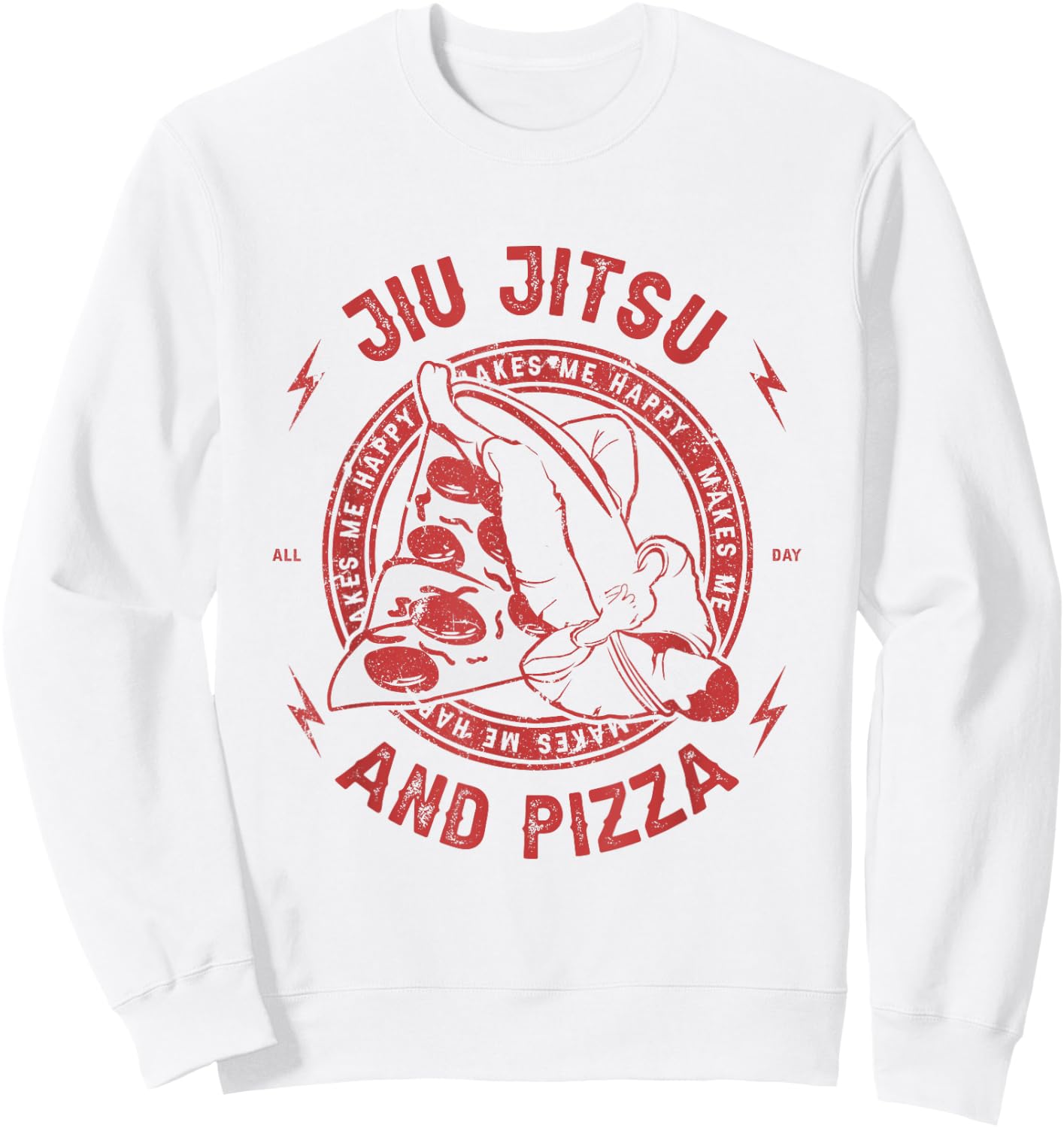 Jiu Jitsu And Pizza Funny Jujitsu BJJ and Mixed Martial Arts Sweatshirt - Sweatshirt | White