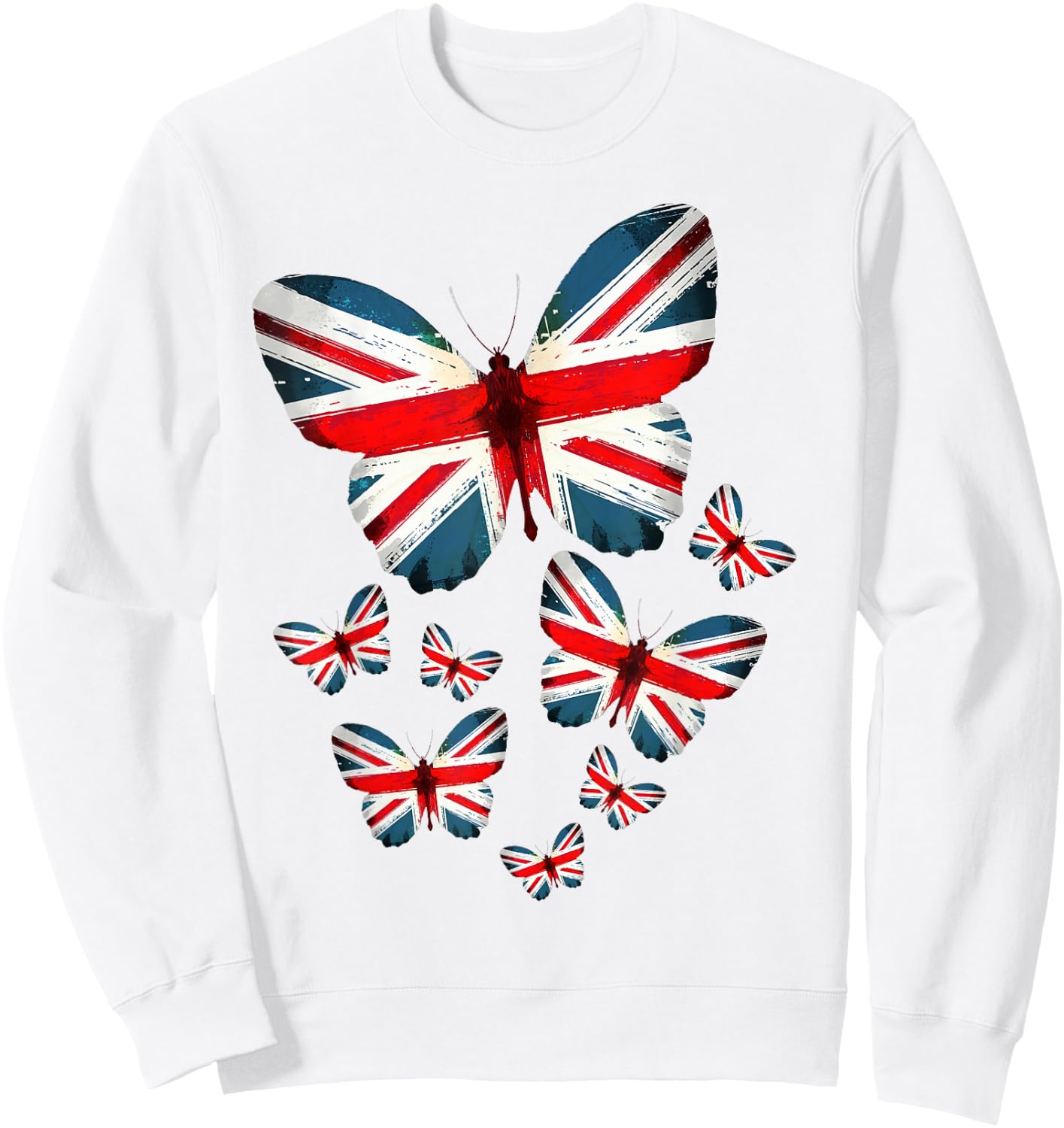 Union Jack Flag Butterfly For Kids & UK British Expats Sweatshirt - Sweatshirt | White