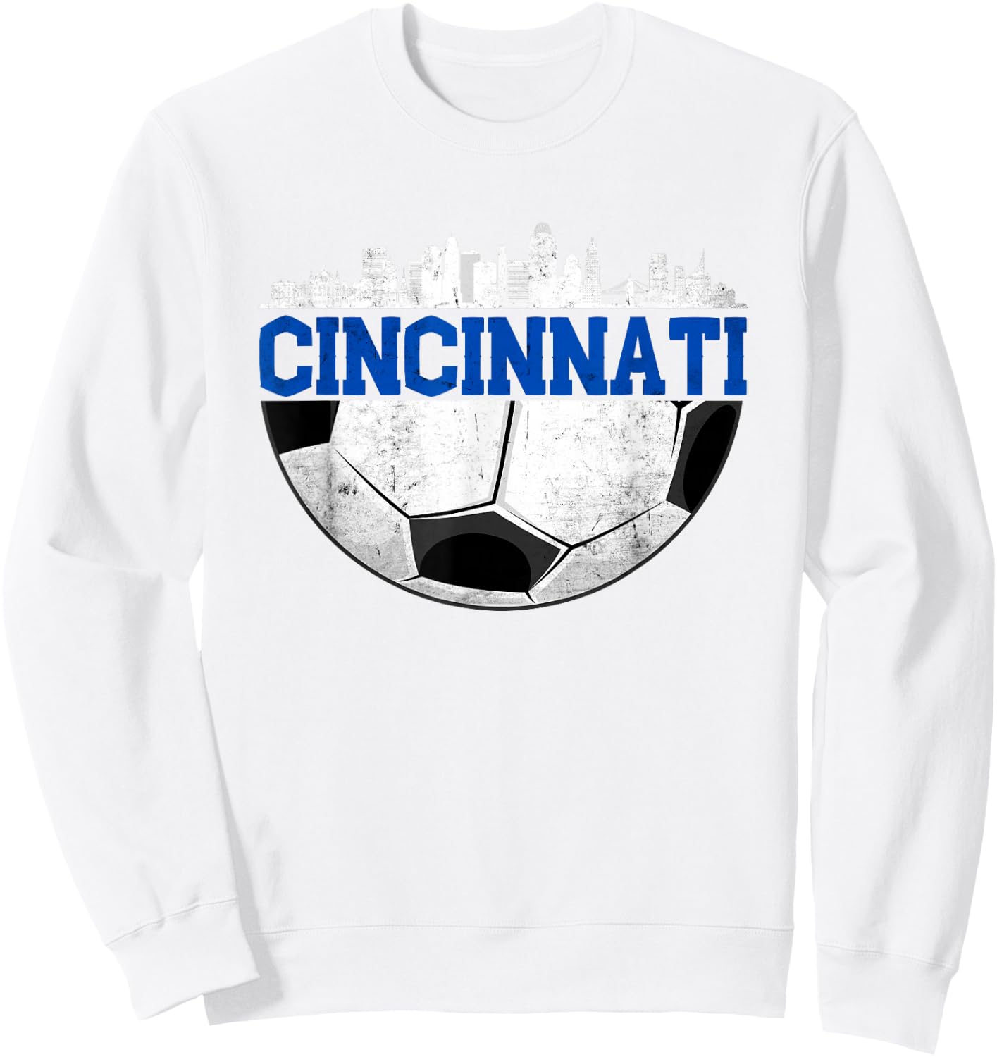 Cincinnati Soccer Distressed Cincy 'NATI Sweatshirt - Sweatshirt | White