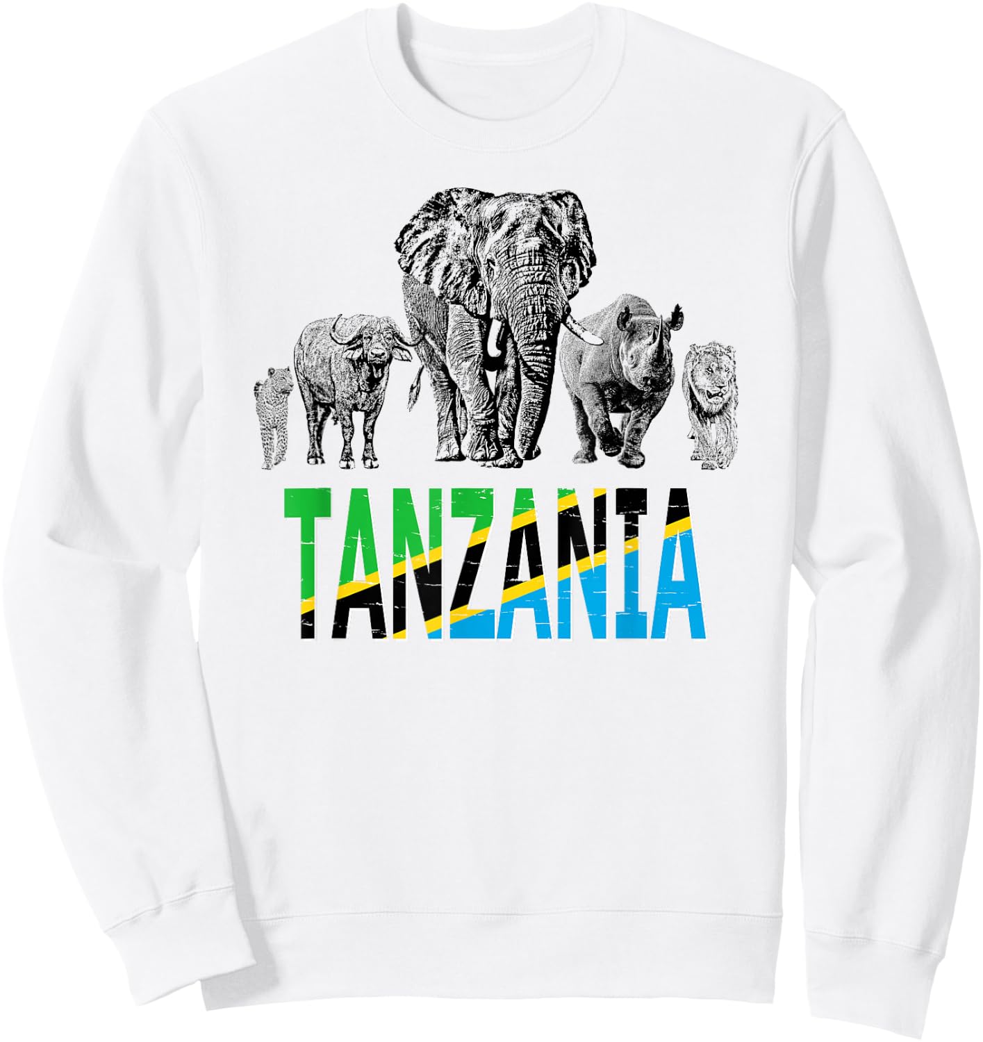 Africa's Big Five Tanzania Wildlife for Tanzania Fans Sweatshirt - Sweatshirt | White