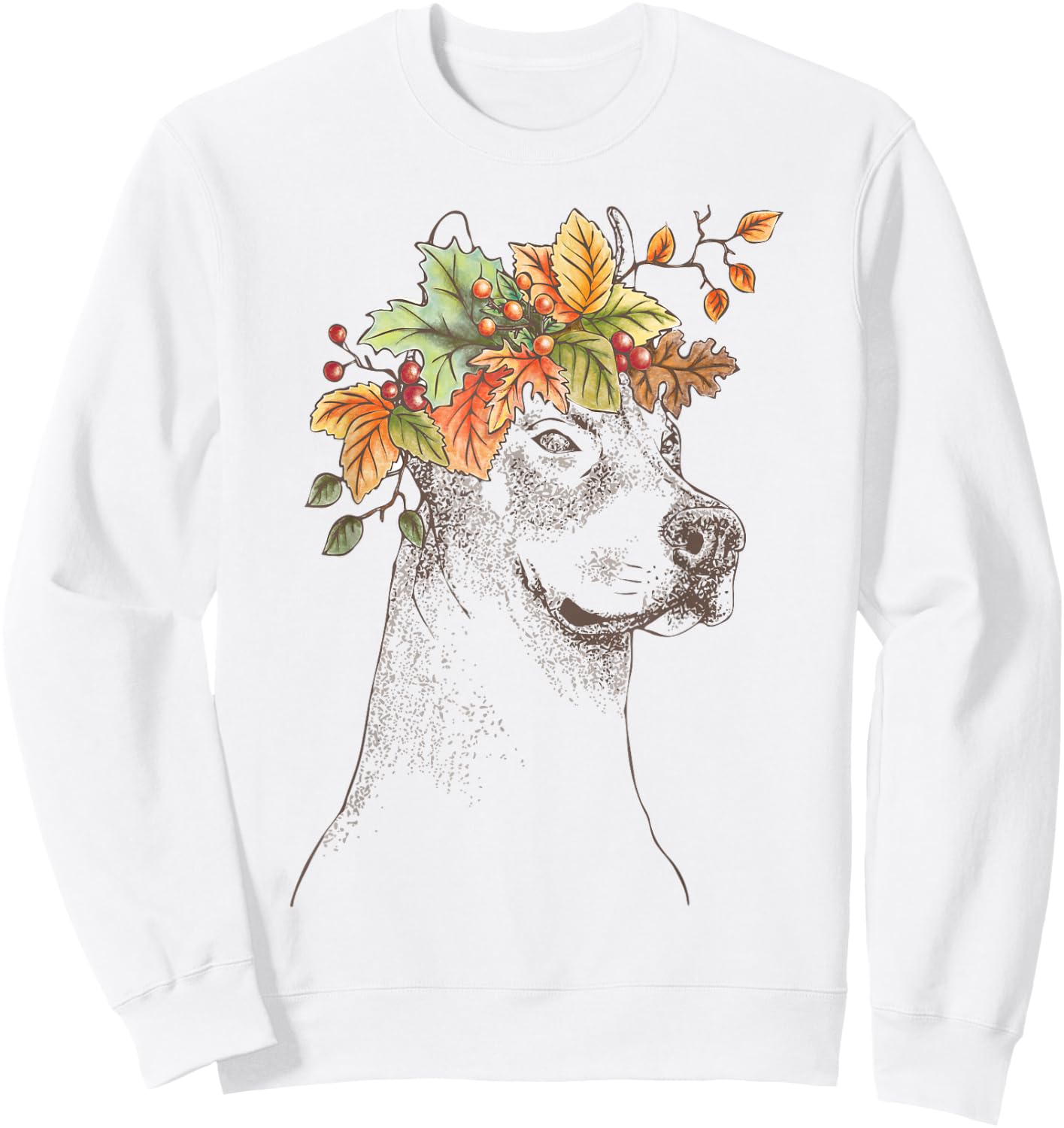 Outline with leaves and branches | American Pitbull Terrier Sweatshirt - Sweatshirt | White