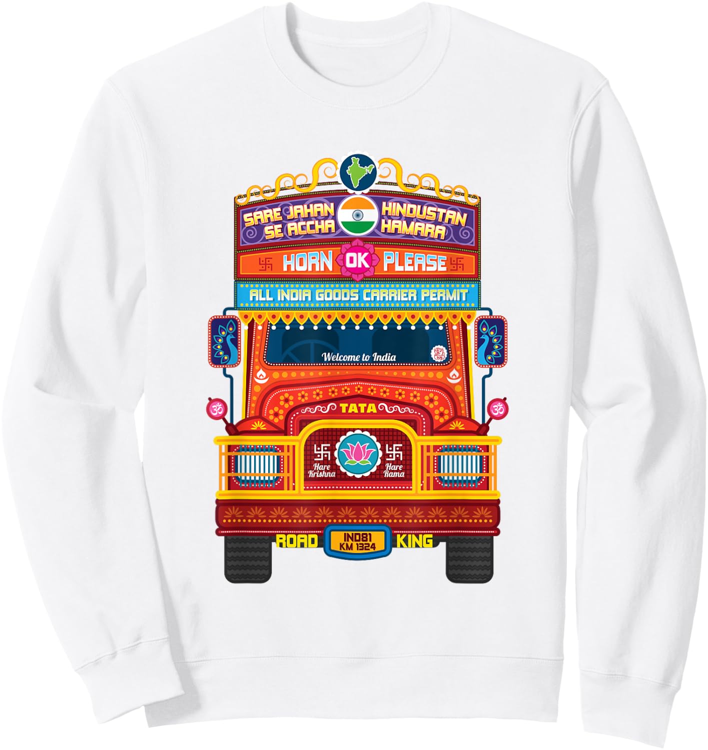Traditional Indian Truck, South Asian, Horn Ok Please Sweatshirt - Sweatshirt | White