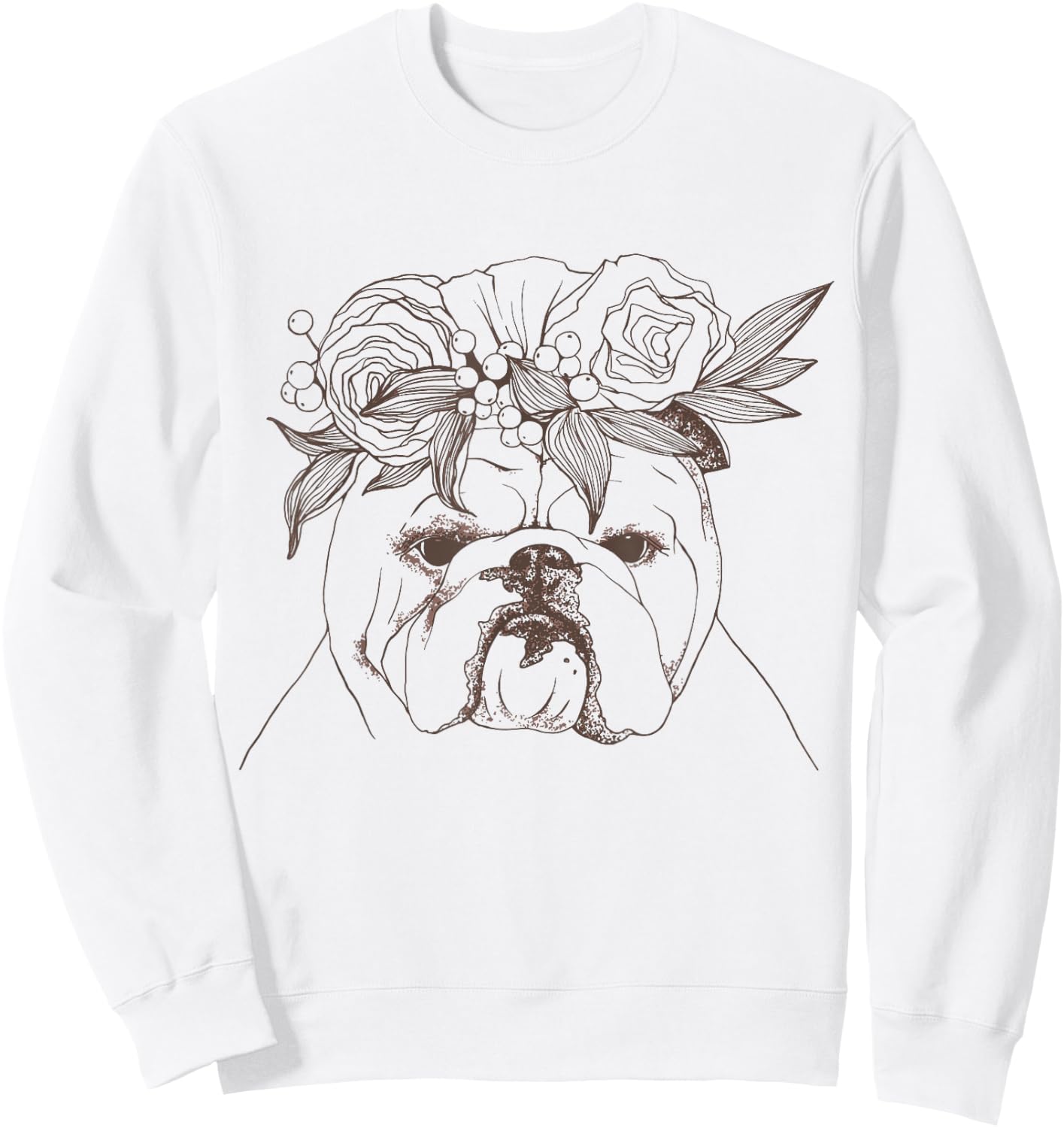 Flower Bouquet English British Bulldog Women Girls Kids Sweatshirt - Sweatshirt | White