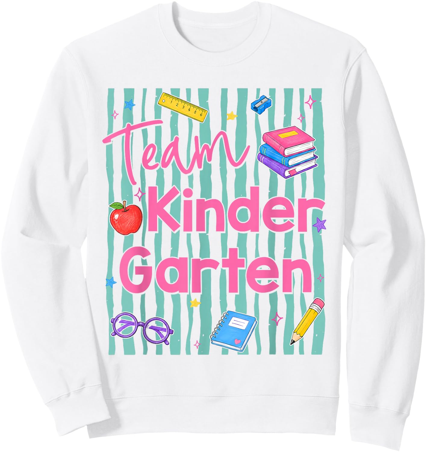 Preppy Team Kindergarten Back to School Teachers Students Sweatshirt - Sweatshirt | White