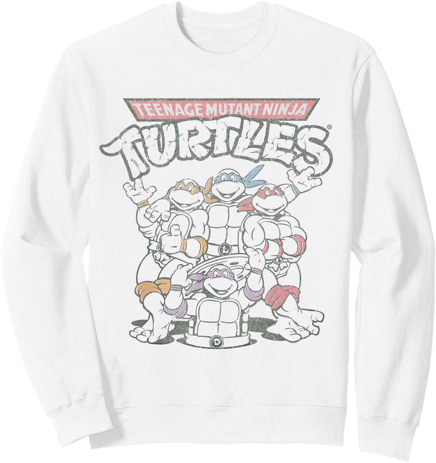 Retro TMNT Group Limited Color Sweatshirt - Sweatshirt | White