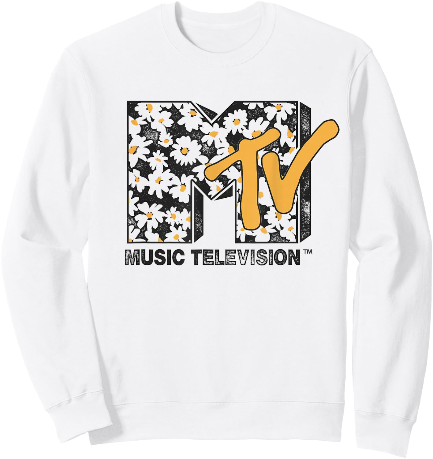 MTV Daisy Distressed Logo Sweatshirt - Sweatshirt | White
