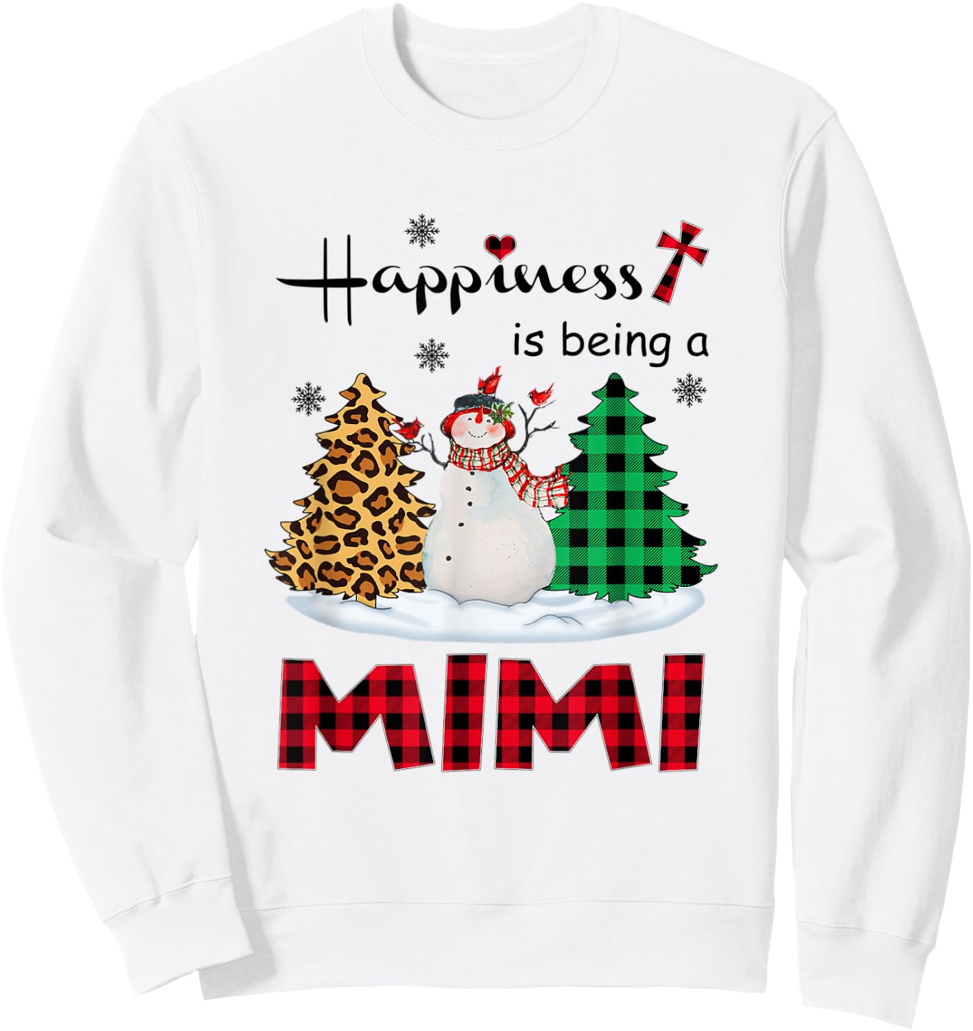 Happiness is being a Mimi Snowman Merry Christmas Sweatshirt - Sweatshirt | White