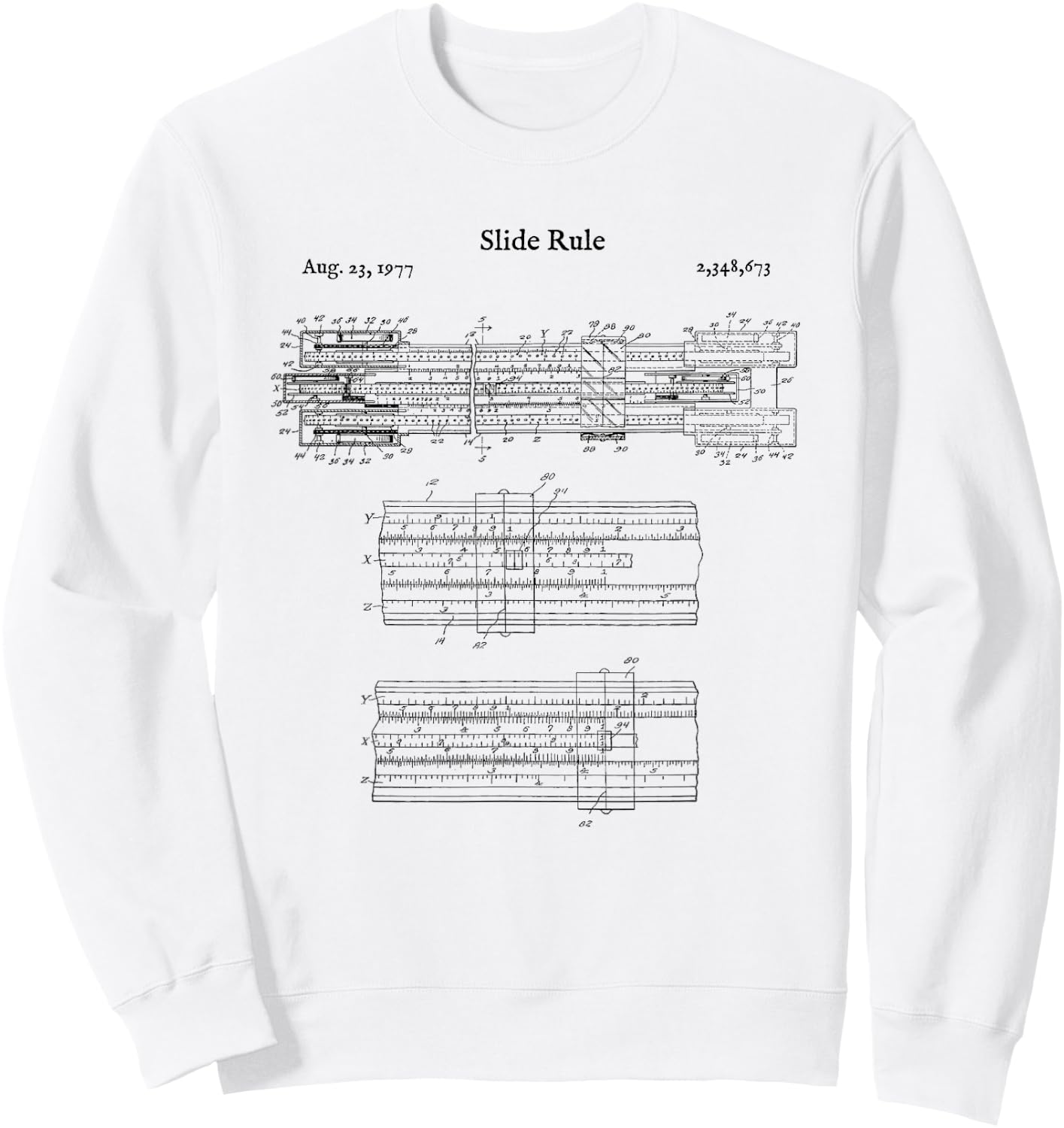 Vintage Slide Rule Shirt - Engineer Mechanical Calculator Sweatshirt - Sweatshirt | White