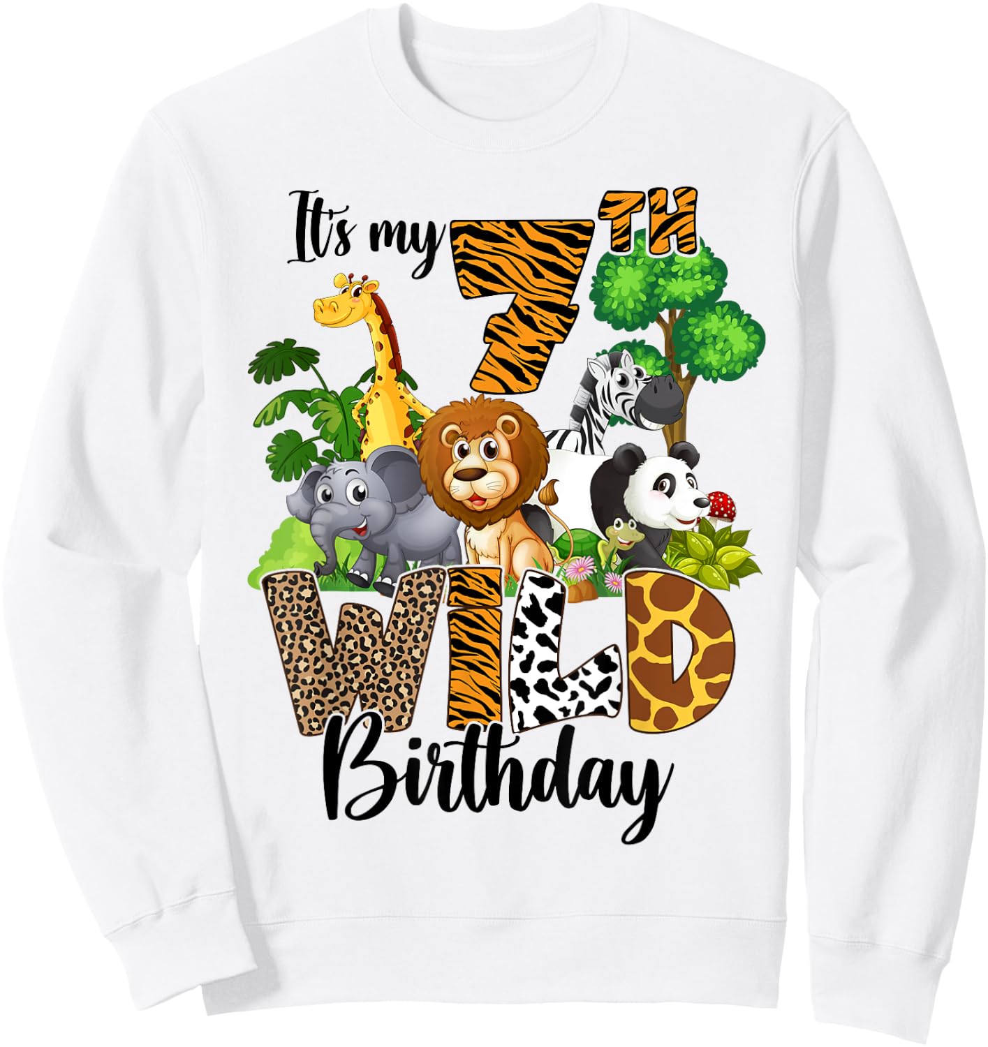 It's My 7th Birthday Zoo Theme Birthday Safari Jungle Animal Sweatshirt - Sweatshirt | White