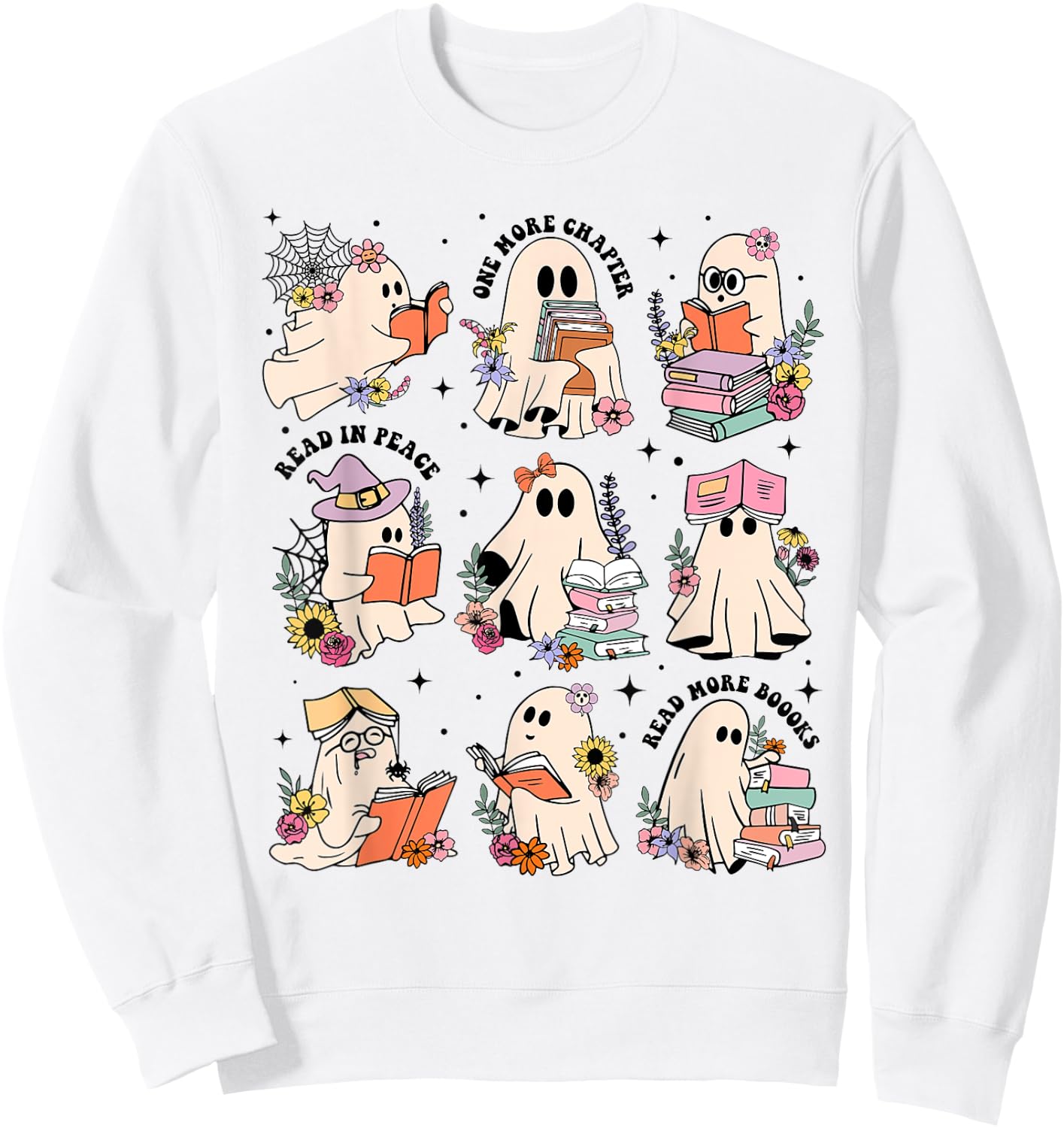 Teacher Halloween Ghost Book Reading Librarian Teacher Ghost Sweatshirt - Sweatshirt | White