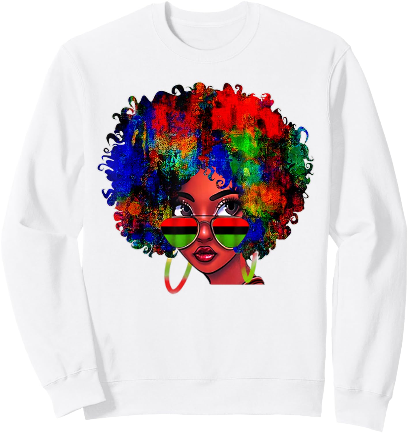 Black Queen Afro Beauty Melanin Black History Pride Art Sweatshirt - Sweatshirt | White