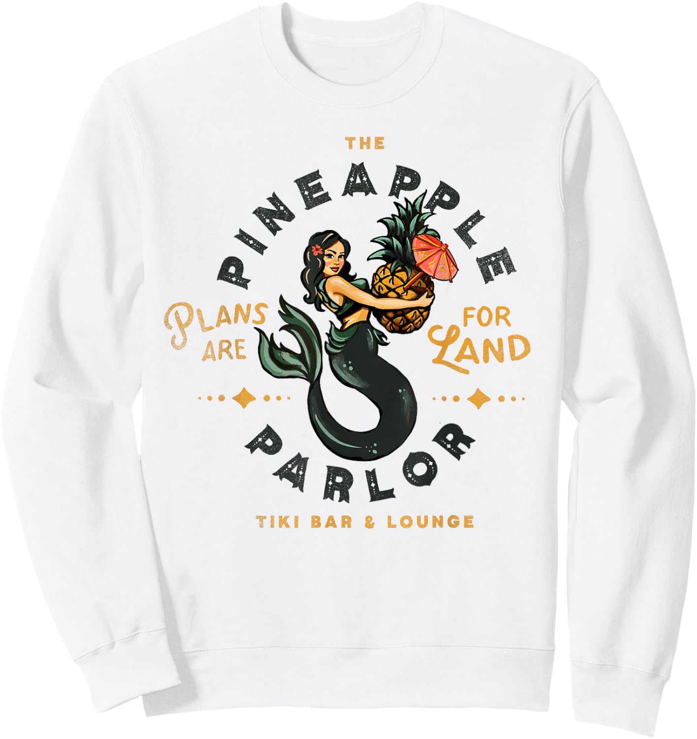 The Pineapple Parlor Tiki Bar & Lounge Vintage Pinup Mermaid Small Sweatshirt - Sweatshirt | White