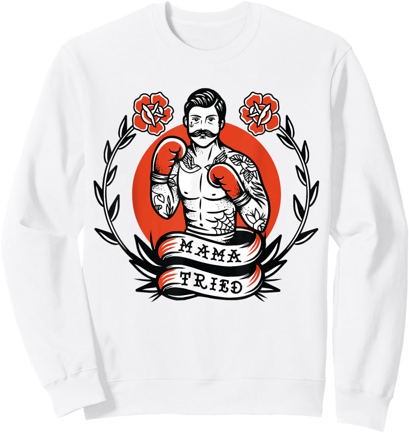 Boxer American Traditional Tattoo Old School Boxing Flash Sweatshirt - Sweatshirt | White