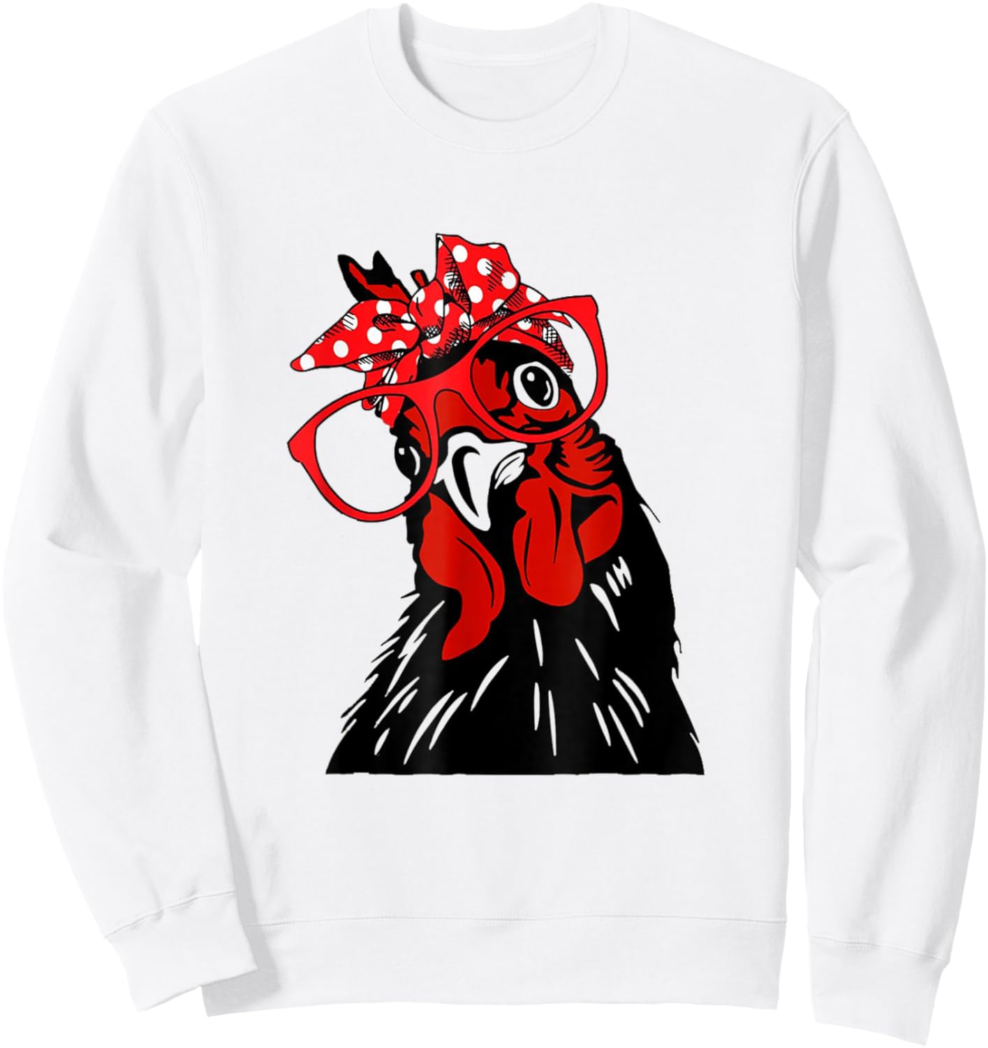 Chicken with bandana headband and glasses cute Sweatshirt - Sweatshirt | White