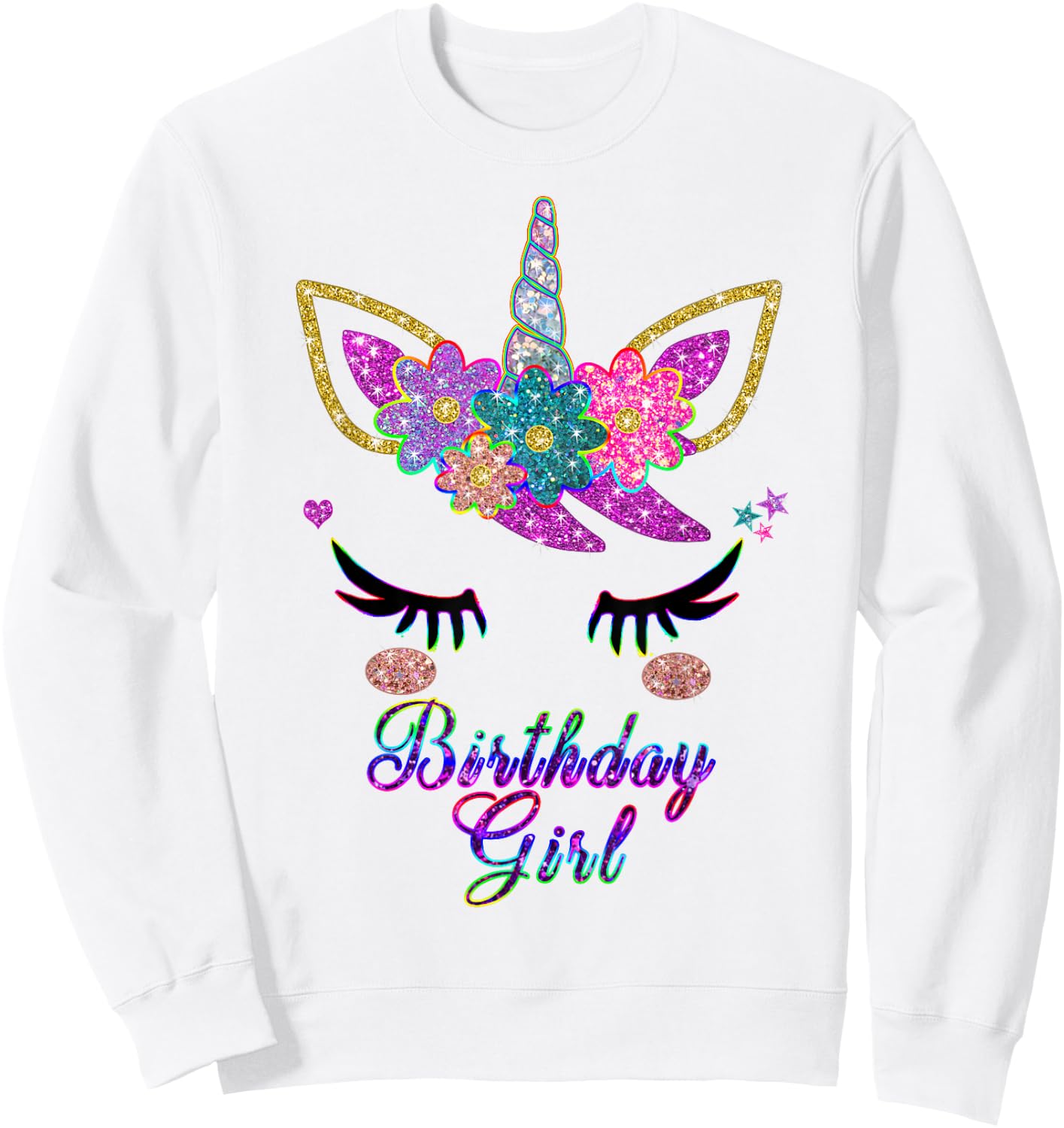 Rainbow Unicorn Birthday , Birthday Girl Outfit Sweatshirt - Sweatshirt | White