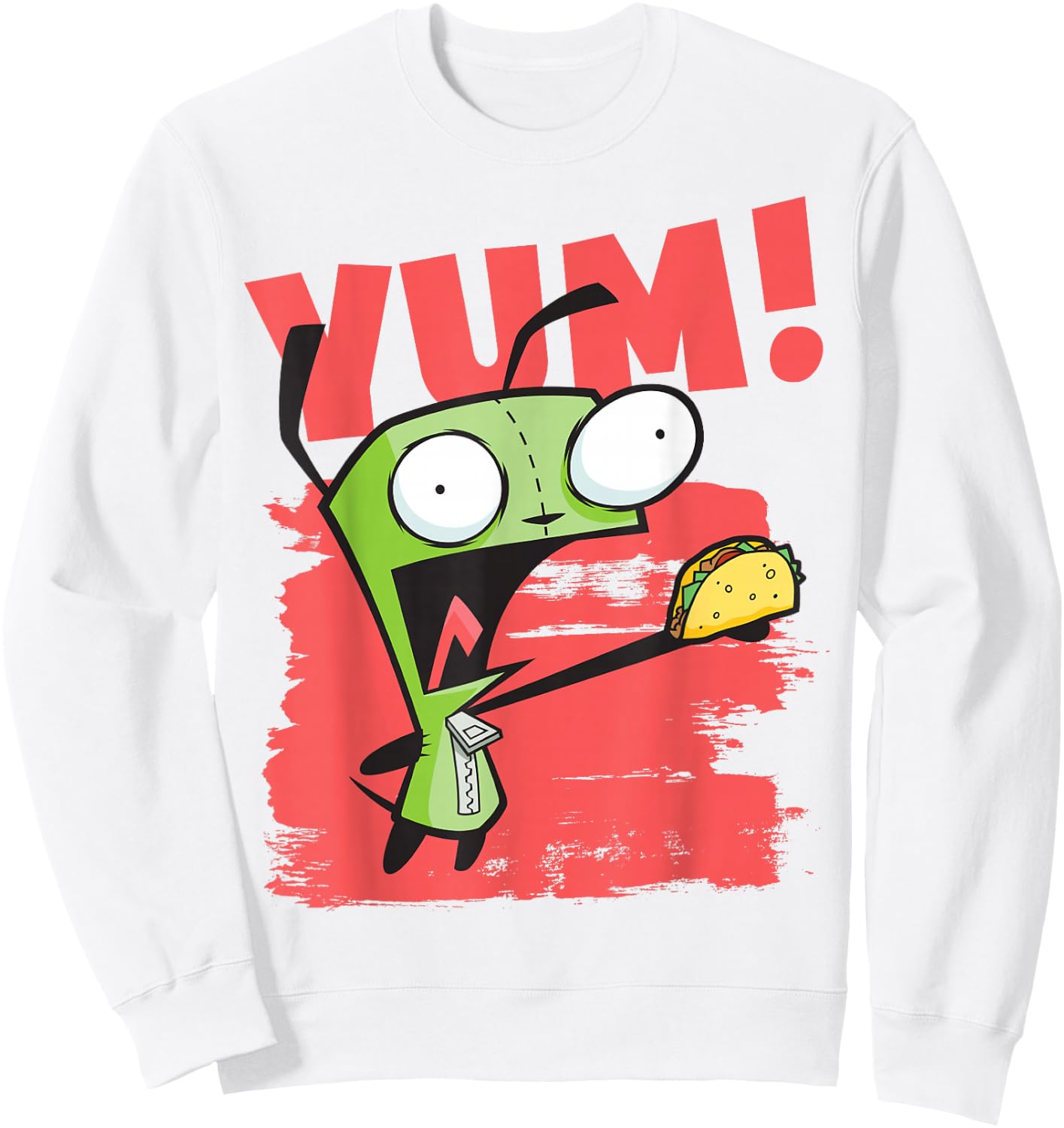 Invader Zim Gir Taco Yum Sweatshirt - Sweatshirt | White