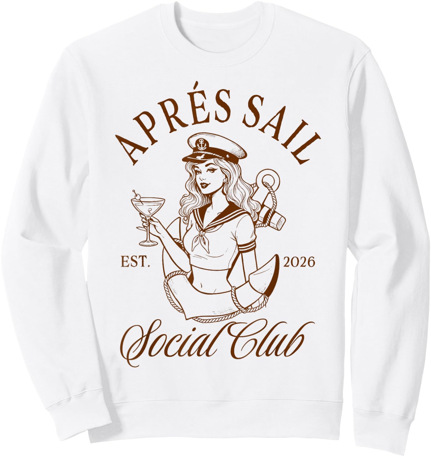 Girls Trip Fishing Lover Apres Sail Social Club Est. 2026 Sweatshirt - Sweatshirt | White