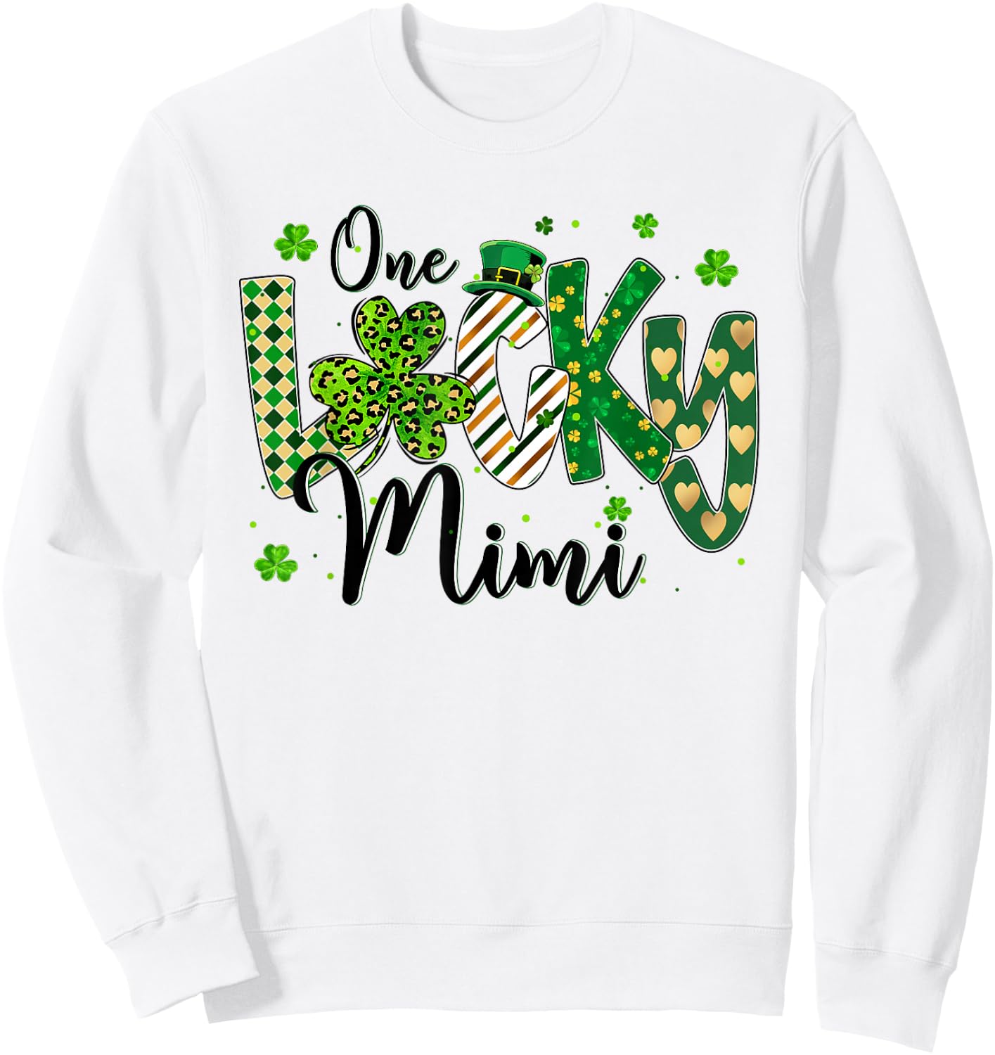Shamrock One Lucky Mimi St. Patrick's Day Mother Mom Sweatshirt - Sweatshirt | White