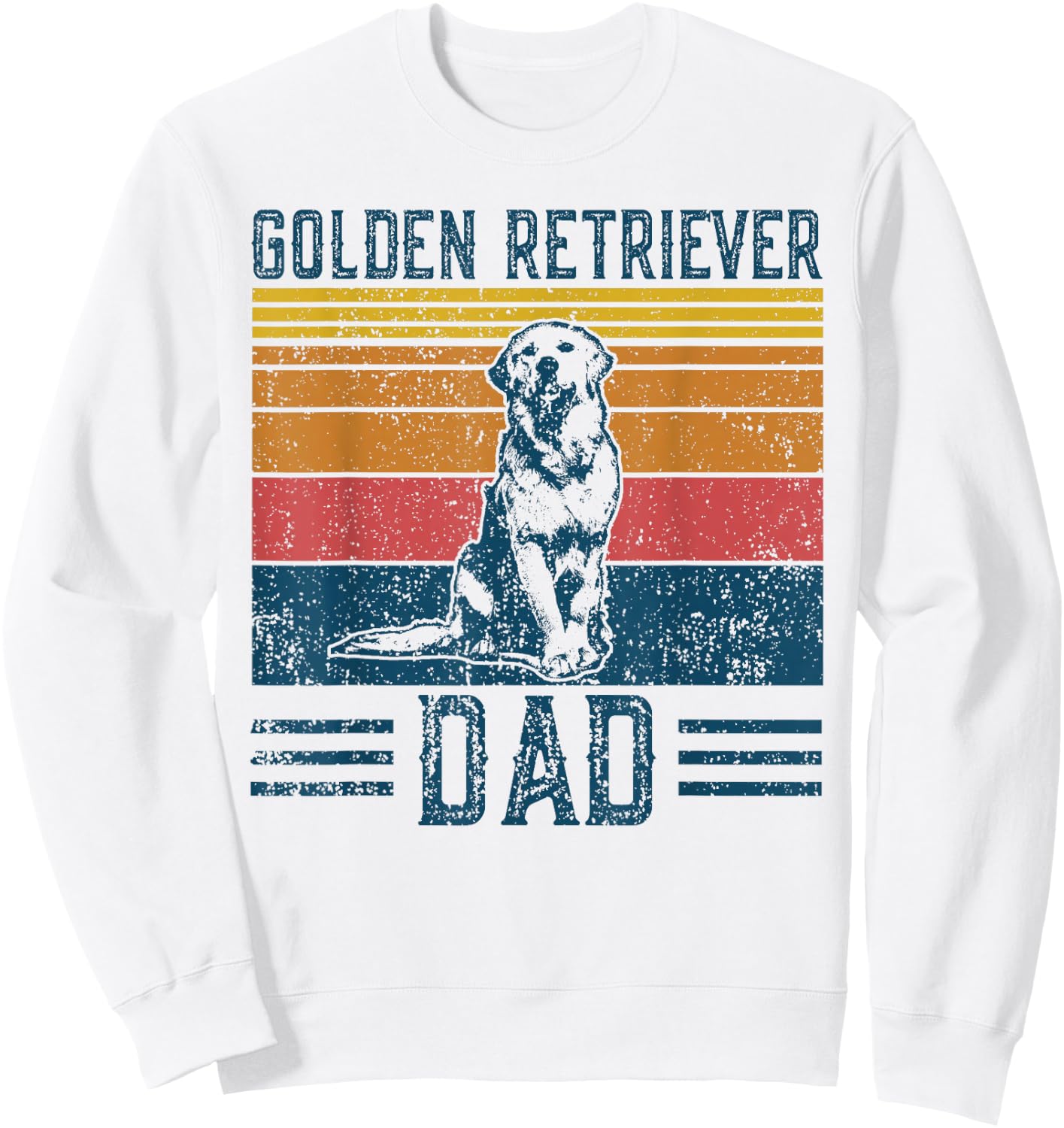 Dog Golden Dad - Vintage Golden Retriever Dad Sweatshirt - Sweatshirt | White