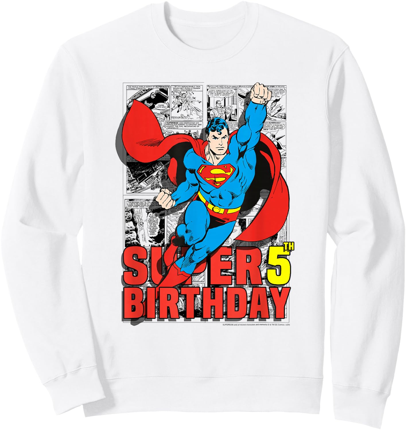 DC Comics Superman Super 5th Birthday Comic Sweatshirt - Sweatshirt | White