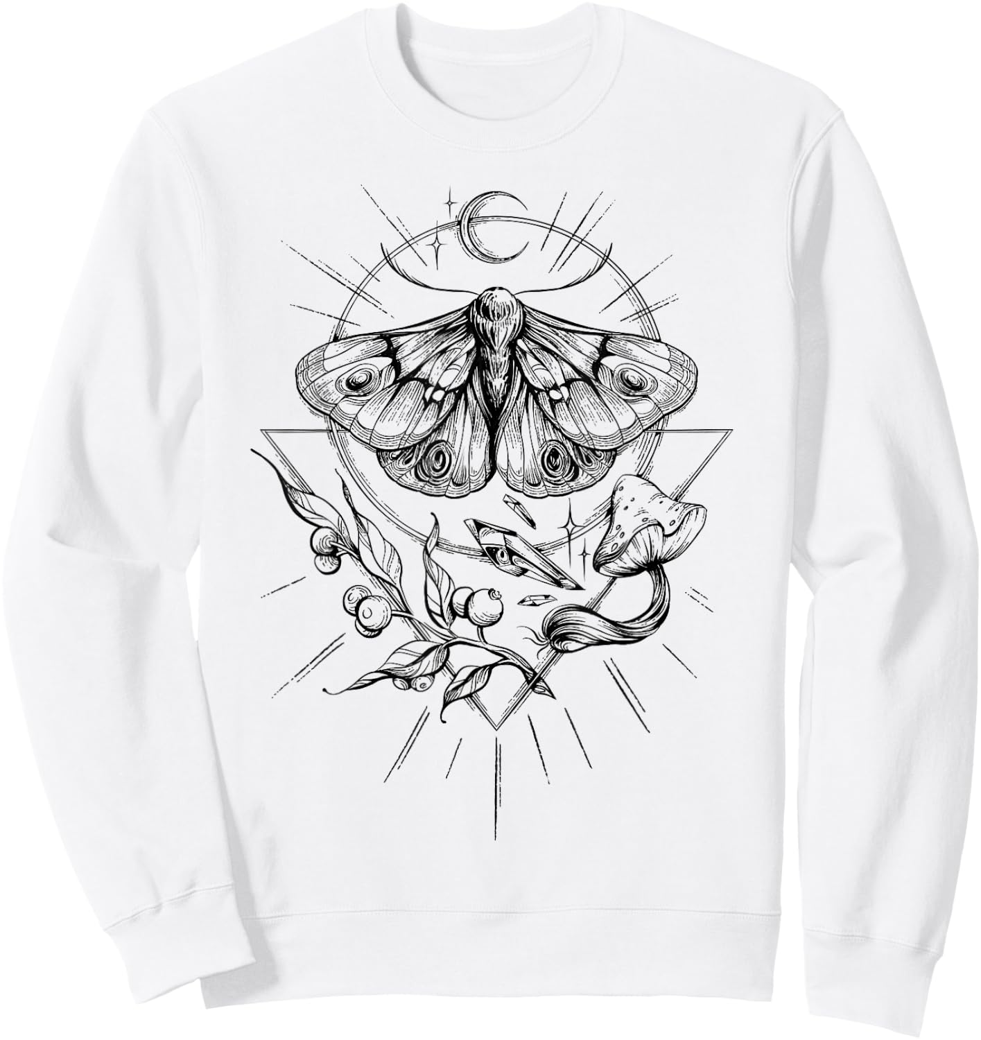 Moth Mystical Goth Dark Goblincore Sweatshirt - Sweatshirt | White