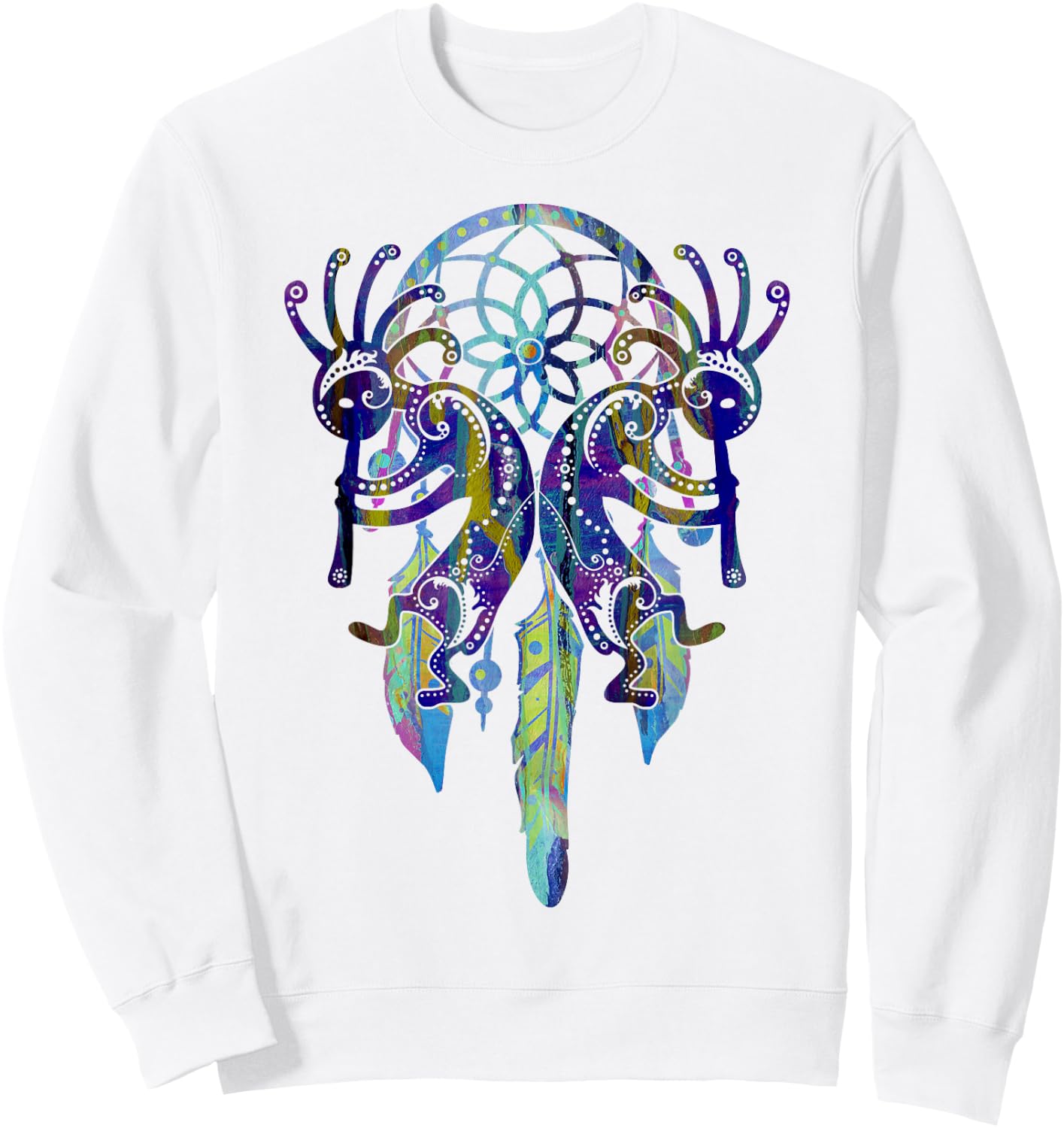 Kokopelli Dreamcatcher Watercolor Painting 1 - Fan Fun Sweatshirt - Sweatshirt | White
