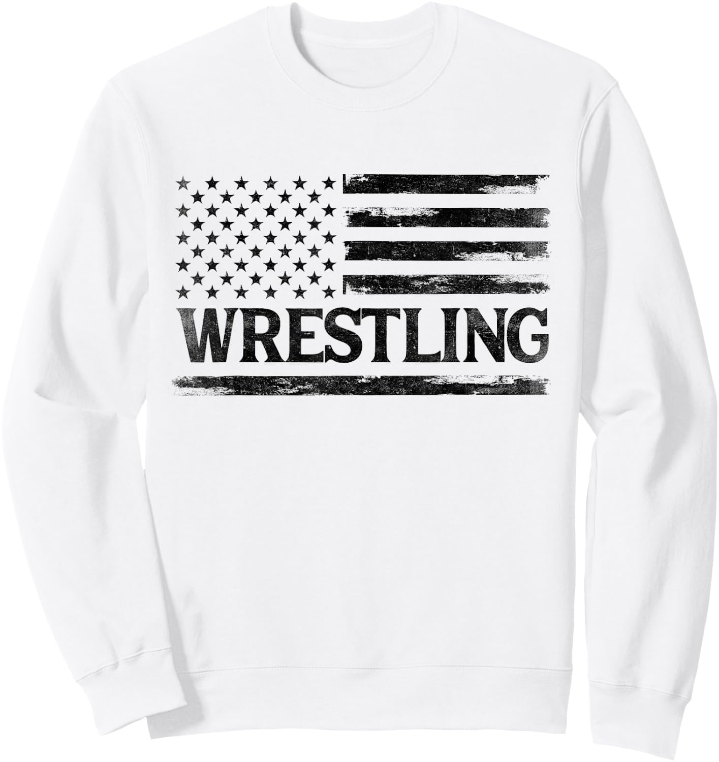 Wrestling Black Vintage USA Flag Wrestler Coach Sweatshirt - Sweatshirt | White