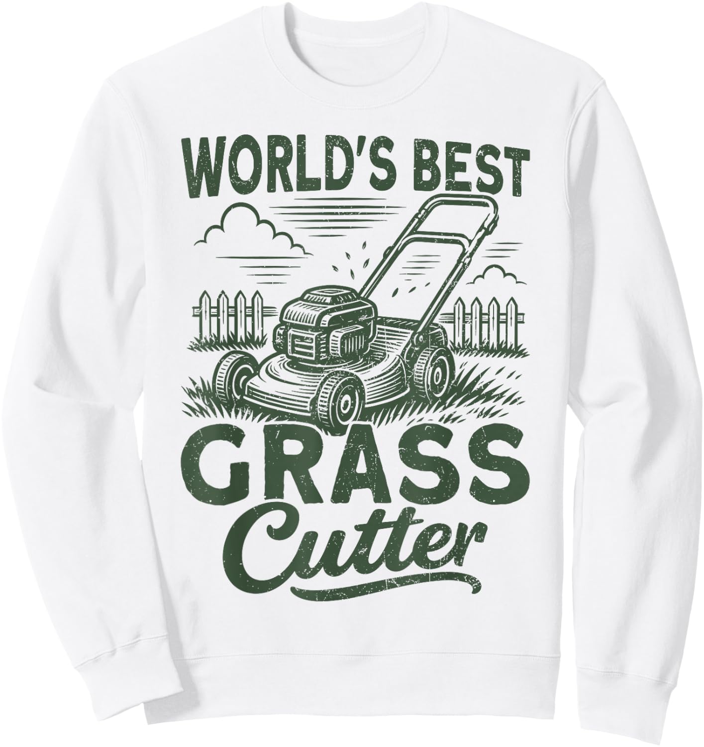 Worlds Best Grass Cutter Lawn Mower Gardening Sweatshirt - Sweatshirt | White