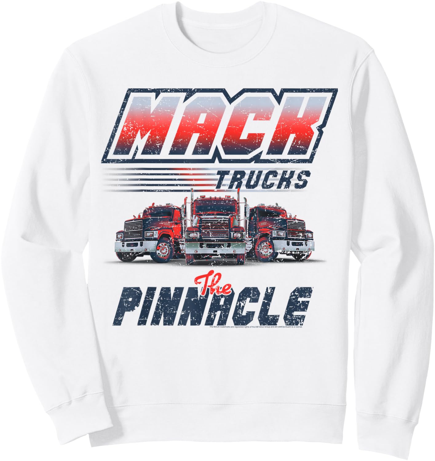 Mack Trucks The Pinnacle Trio of Semi-Trucks Trucker Sweatshirt - Sweatshirt | White