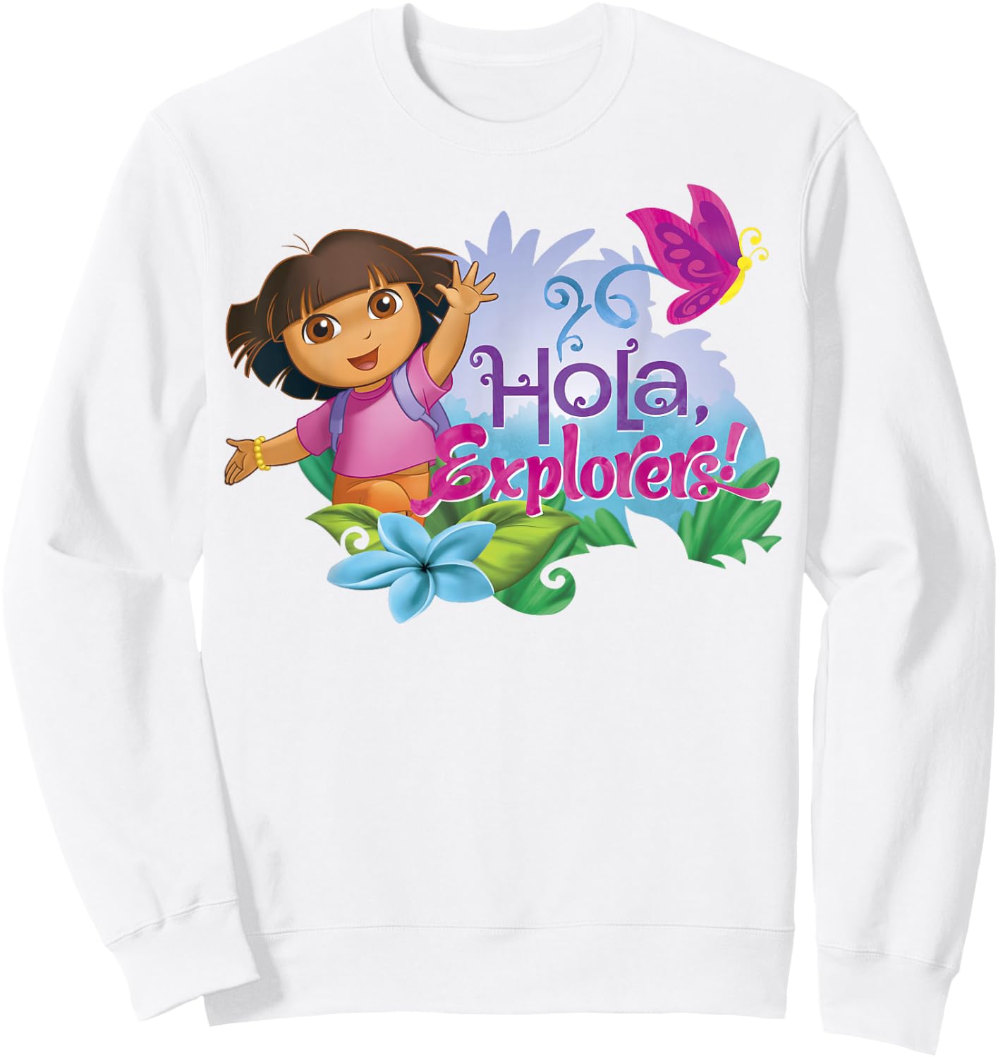 Dora The Explorer Spring Butterfly Hola Sweatshirt - Sweatshirt | White
