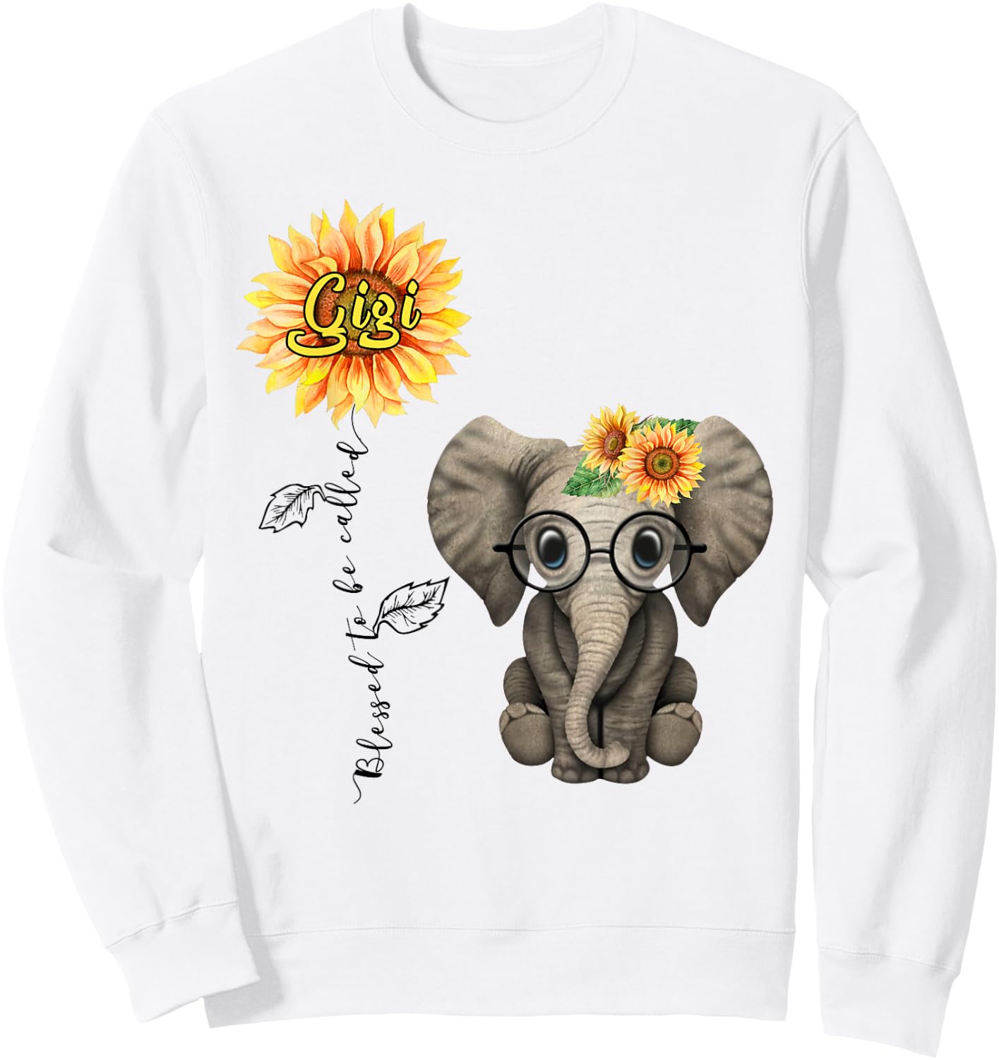 Blessed To Be Called Gigi Hippie Elephant Mother's Day Sweatshirt - Sweatshirt | White