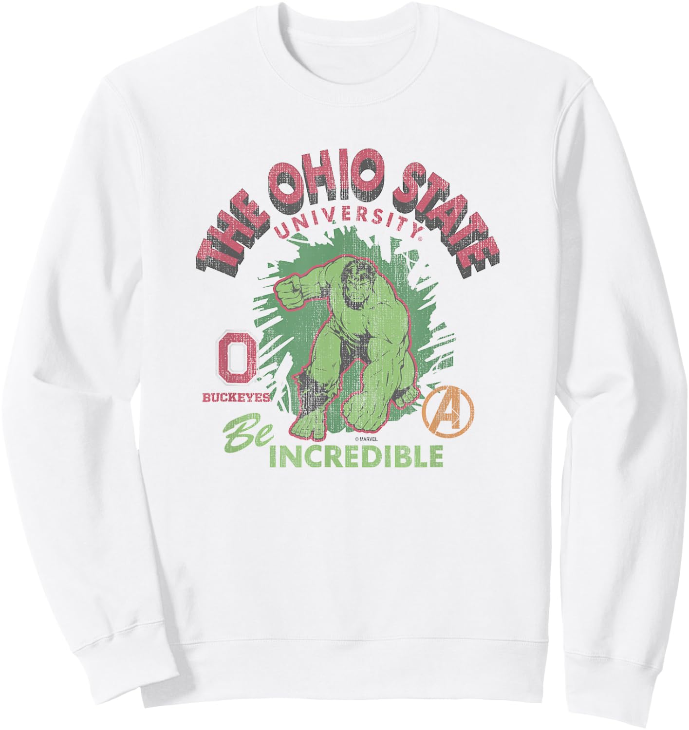 Ohio State Buckeyes Hulk Vintage Marvel Gray Sweatshirt - Sweatshirt | White