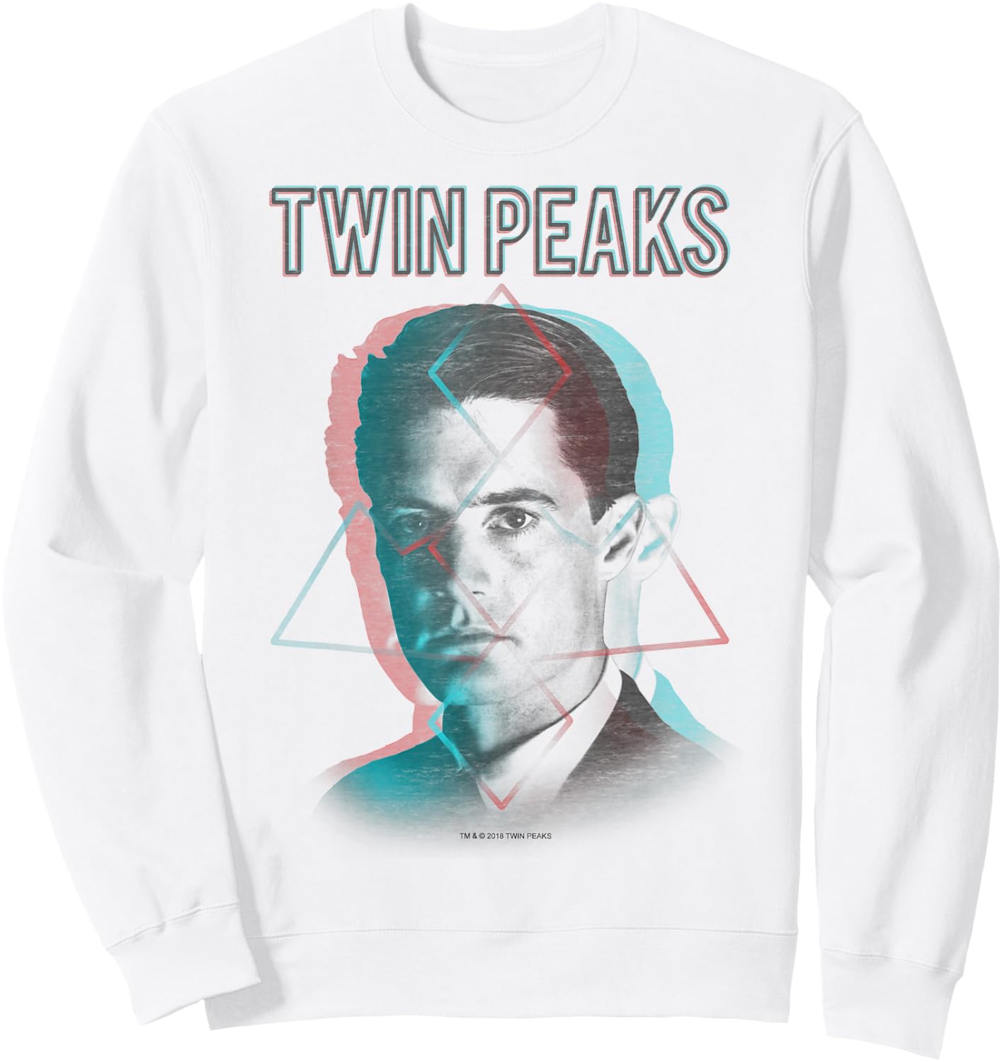 Twin Peaks Agent Cooper Headshot 3 Triangles Graphic Sweatshirt - Sweatshirt | White