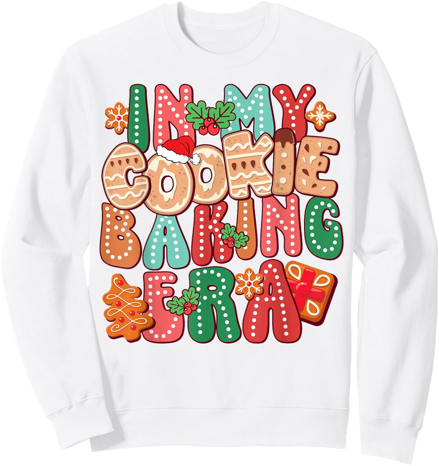 In My Cookie Baking Era Funny Holiday Baker Groovy Retro Sweatshirt - Sweatshirt | White