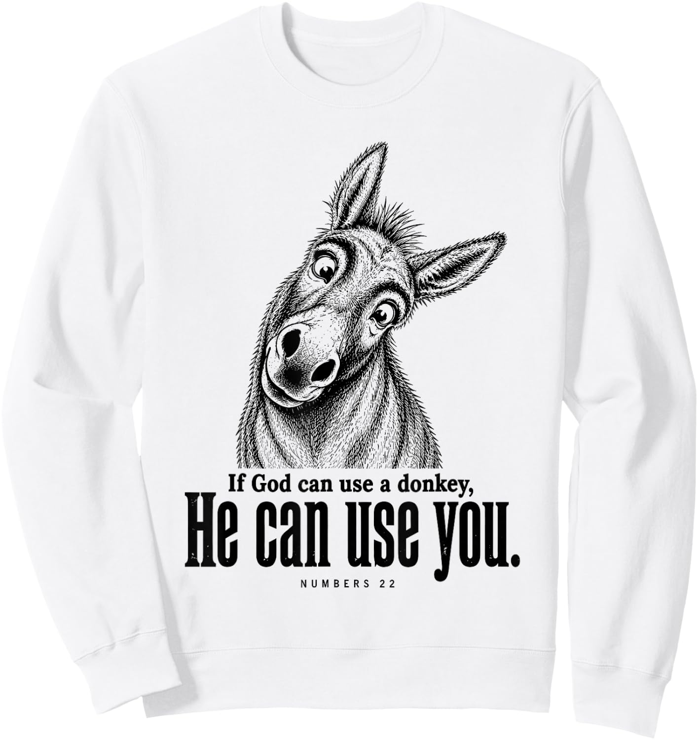 If God Can Use A Donkey He Can Use You Christian Meme Sweatshirt - Sweatshirt | White