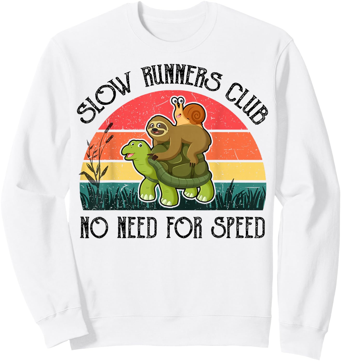 Funny Lazy Sloth Shirt Snail Riding Turtle Slow Runners Club Sweatshirt - Sweatshirt | White