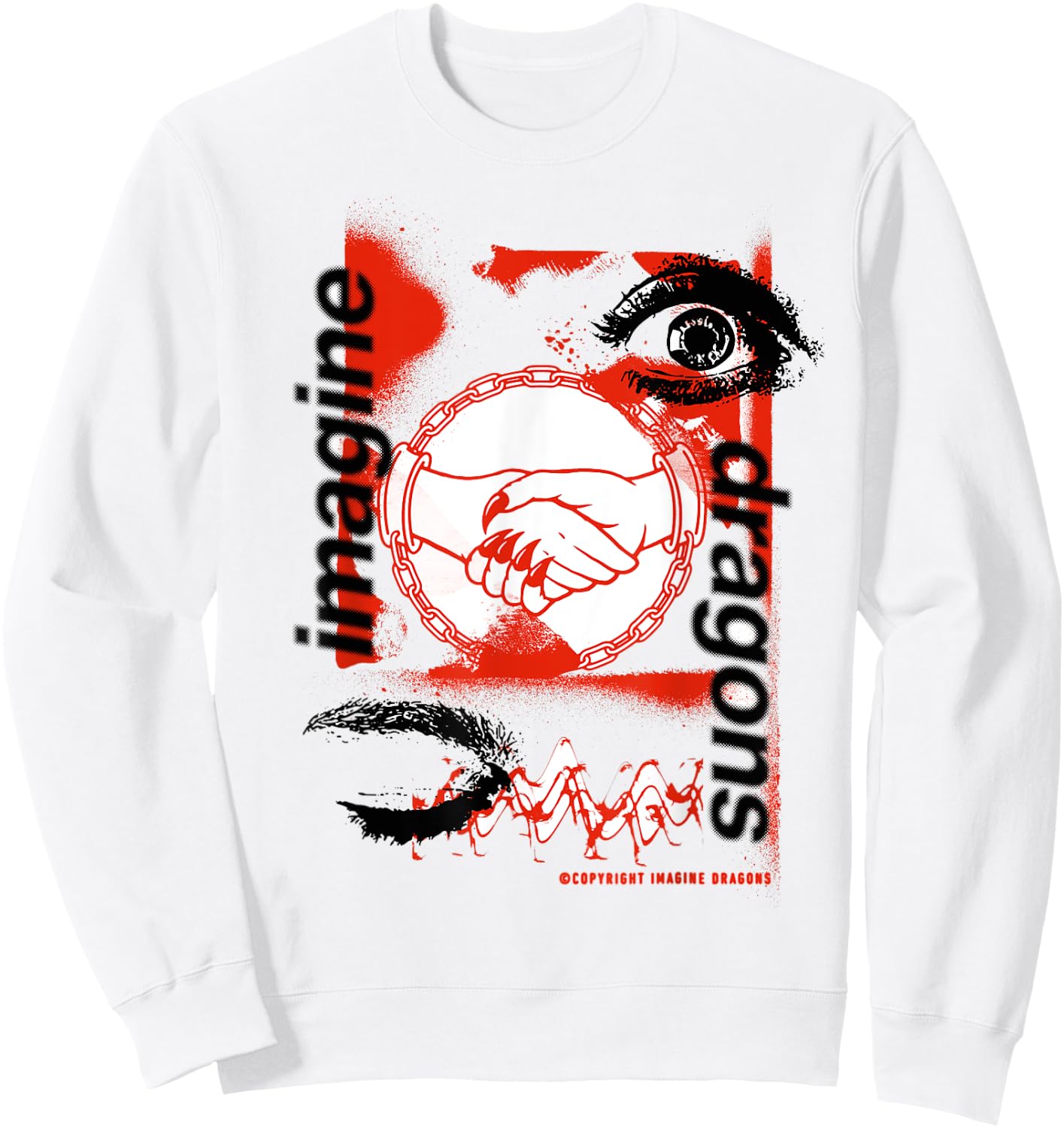 Official Imagine Dragons Handshake White Sweatshirt - Sweatshirt | White