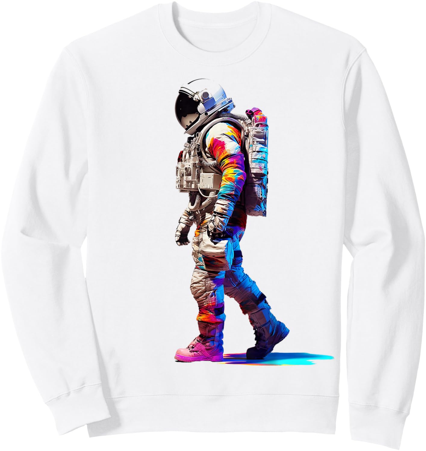 Astronaut Space Motif Colorful Astronaut Sweatshirt - Sweatshirt | White