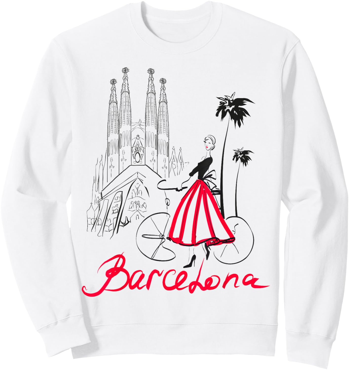Barcelona Woman , Woman Shirt, Barcelona Sweatshirt - Sweatshirt | White